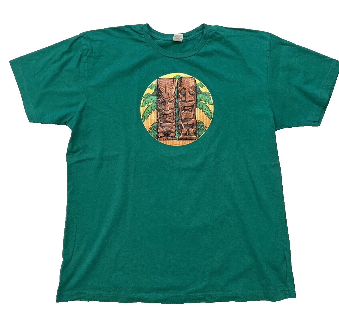 Tiki Gods Tropical T-Shirt Party Hawaiian Logo Adult XL Green by LAT Older