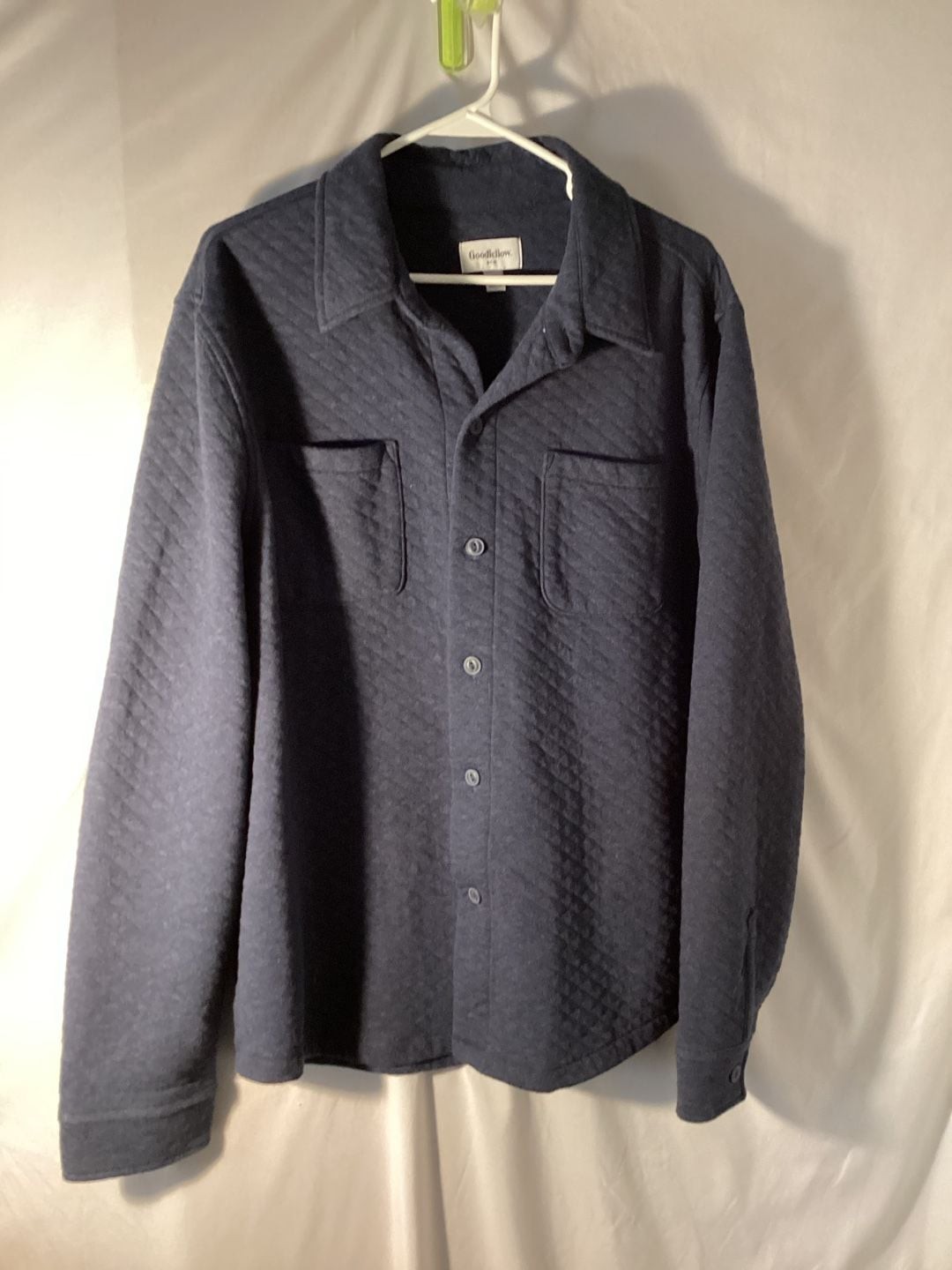 Goodfellow & Co Men&rsquo;s Long Sleeve Knit Quilted Shirt Jacket Navy