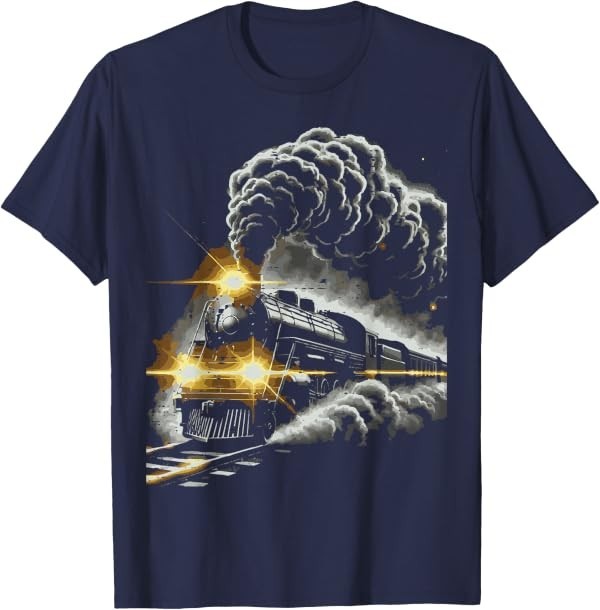 Steam Engine Train Vintage Locomotive Conductor Men Boys T-Shirt