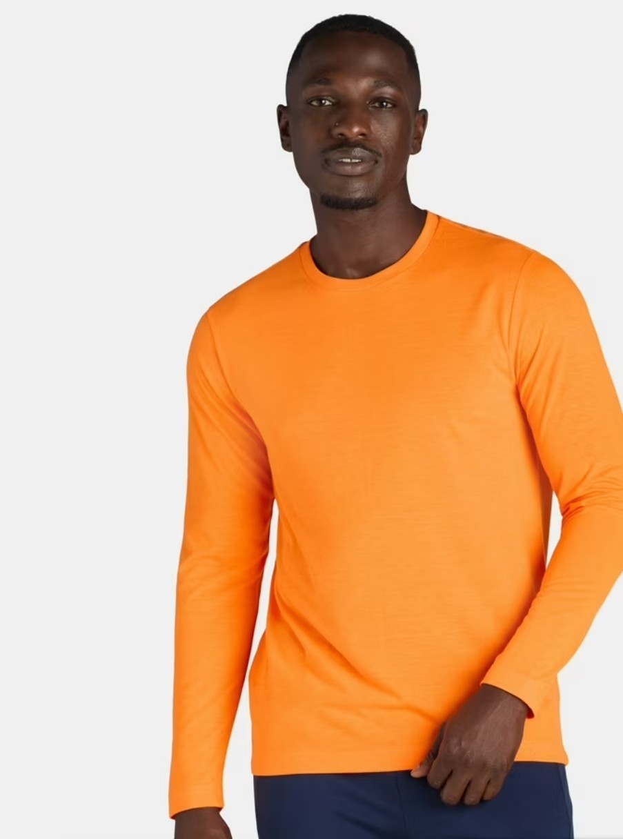 Athletic Works Men&rsquo;s Tri Blend Long Sleeve T-Shirt Orange Hi Vis DriWorks 3XL