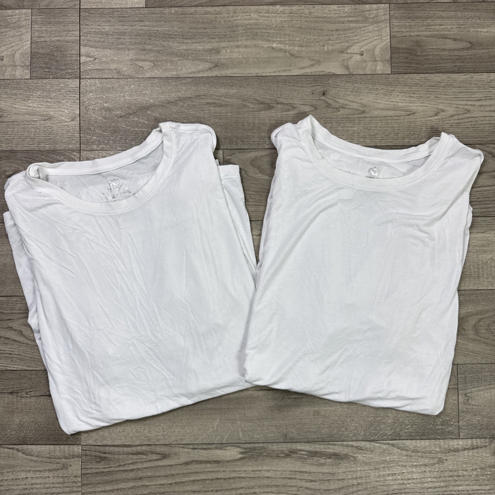 Lot of 2 Men&rsquo;s David Archy Crewneck Tee Shirt Undershirt Basic Bamboo White sz L