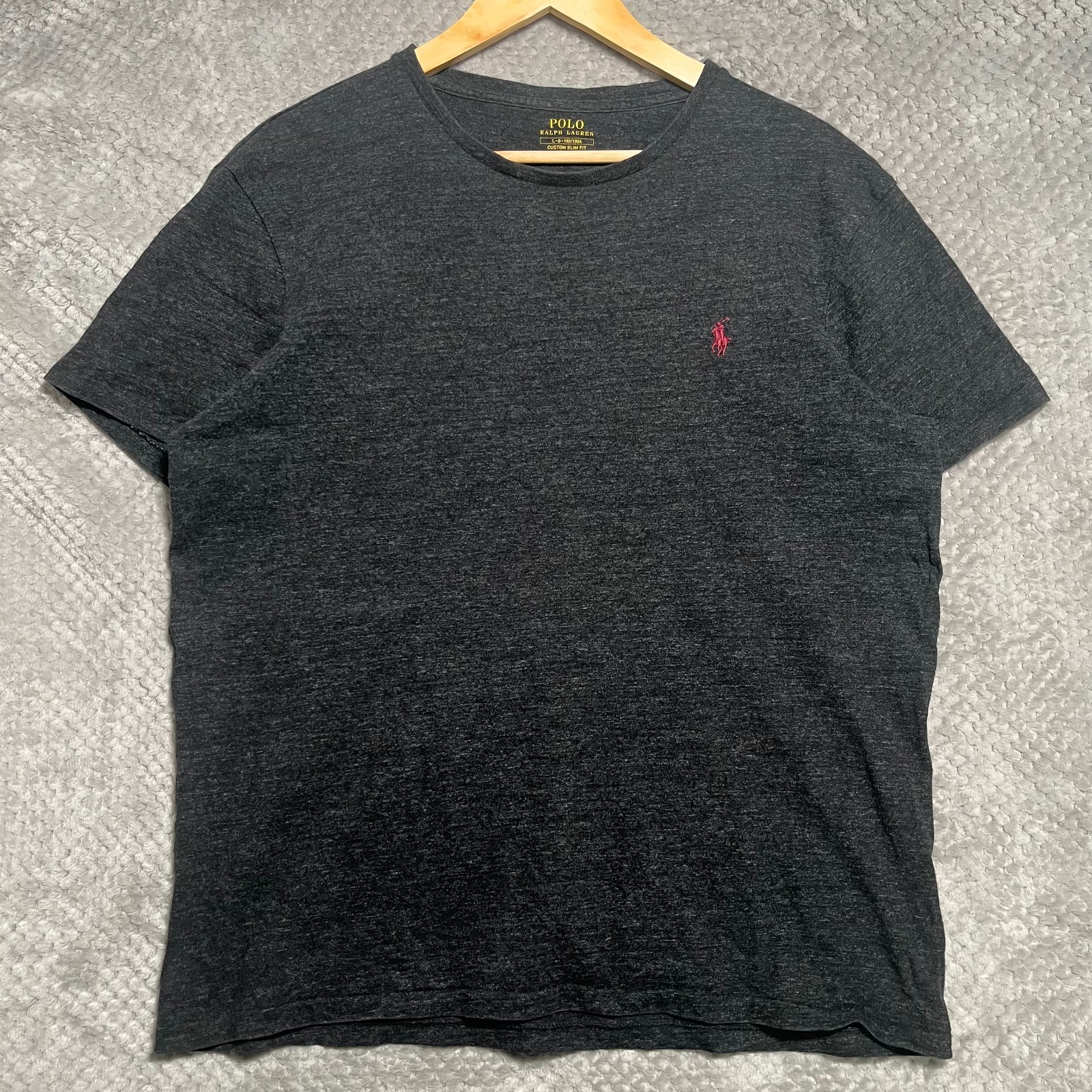 Polo Ralph Lauren Shirt Mens Large Custom Slim Fit Charcoal Grey Top Tee