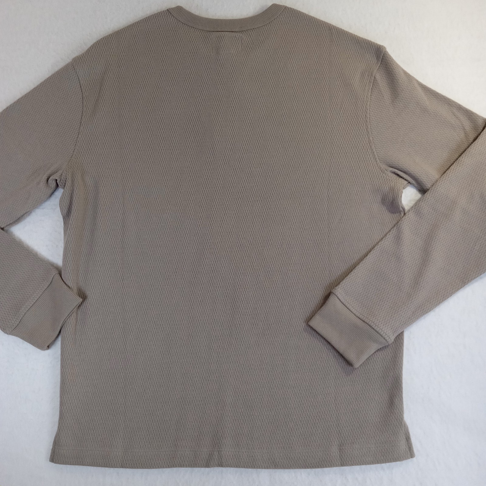Goodfellow & Co Mens Size M Vintage Textured Crew Neck Long Sleeve Shirt Taupe