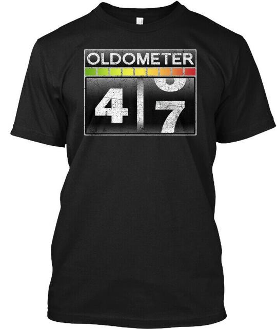 Oldometer 47th Birthday Gift Funny T-Shirt Made in the USA Size S to 5XL