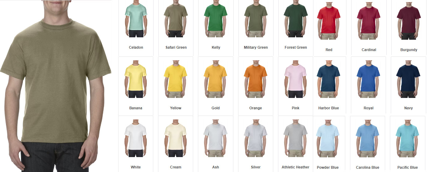 AL1301 American Apparel Adult 6.0 oz., 100% Cotton T-Shirt