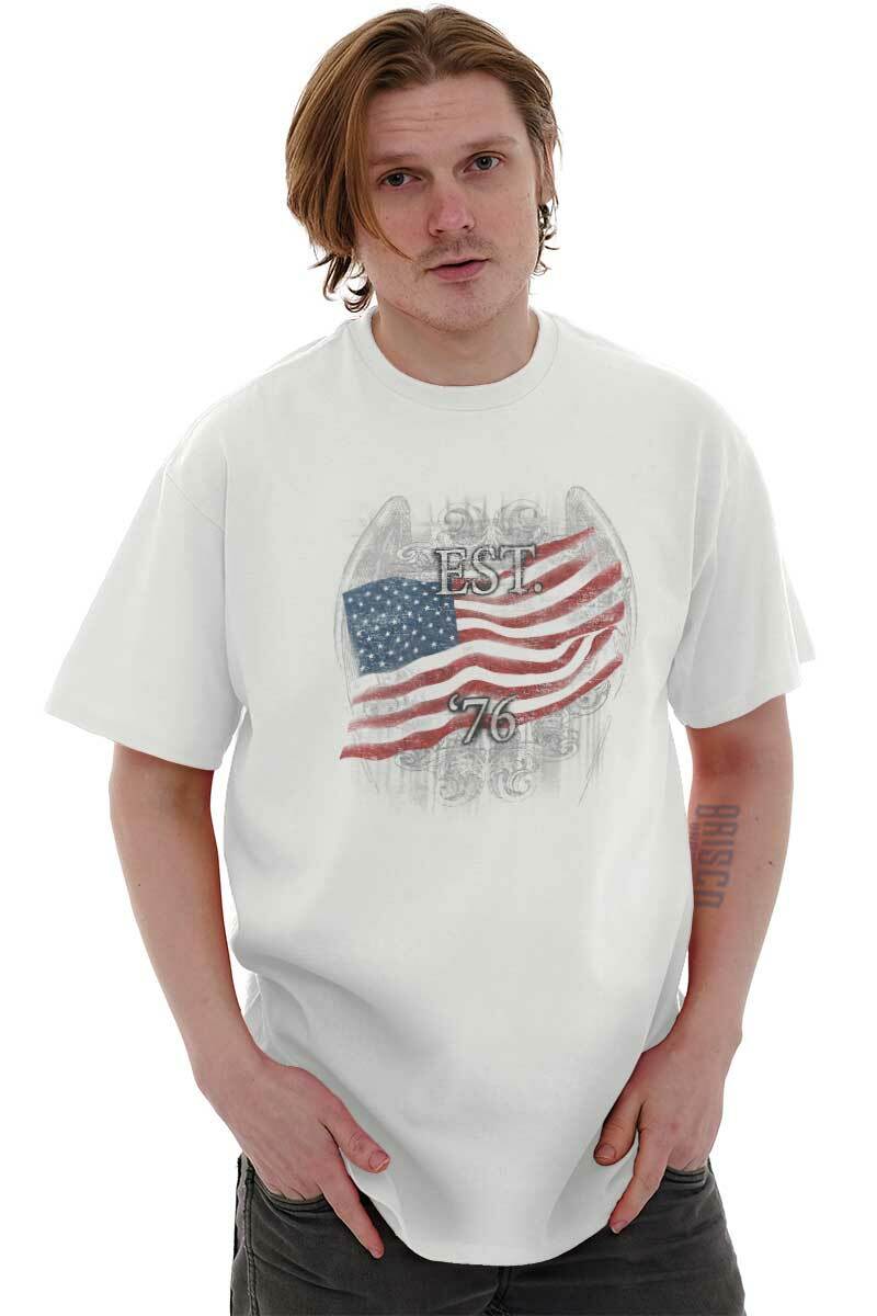 American Flag USA Patriotic United States Adult Short Sleeve Crewneck Tee