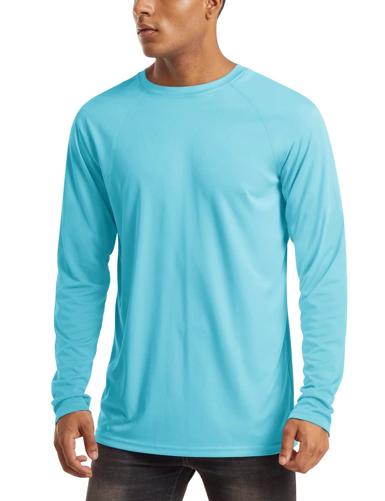 Mens Long Sleeve UPF50+ Shirts Sun Protection Athletic Shirt Quick Dry Workout T