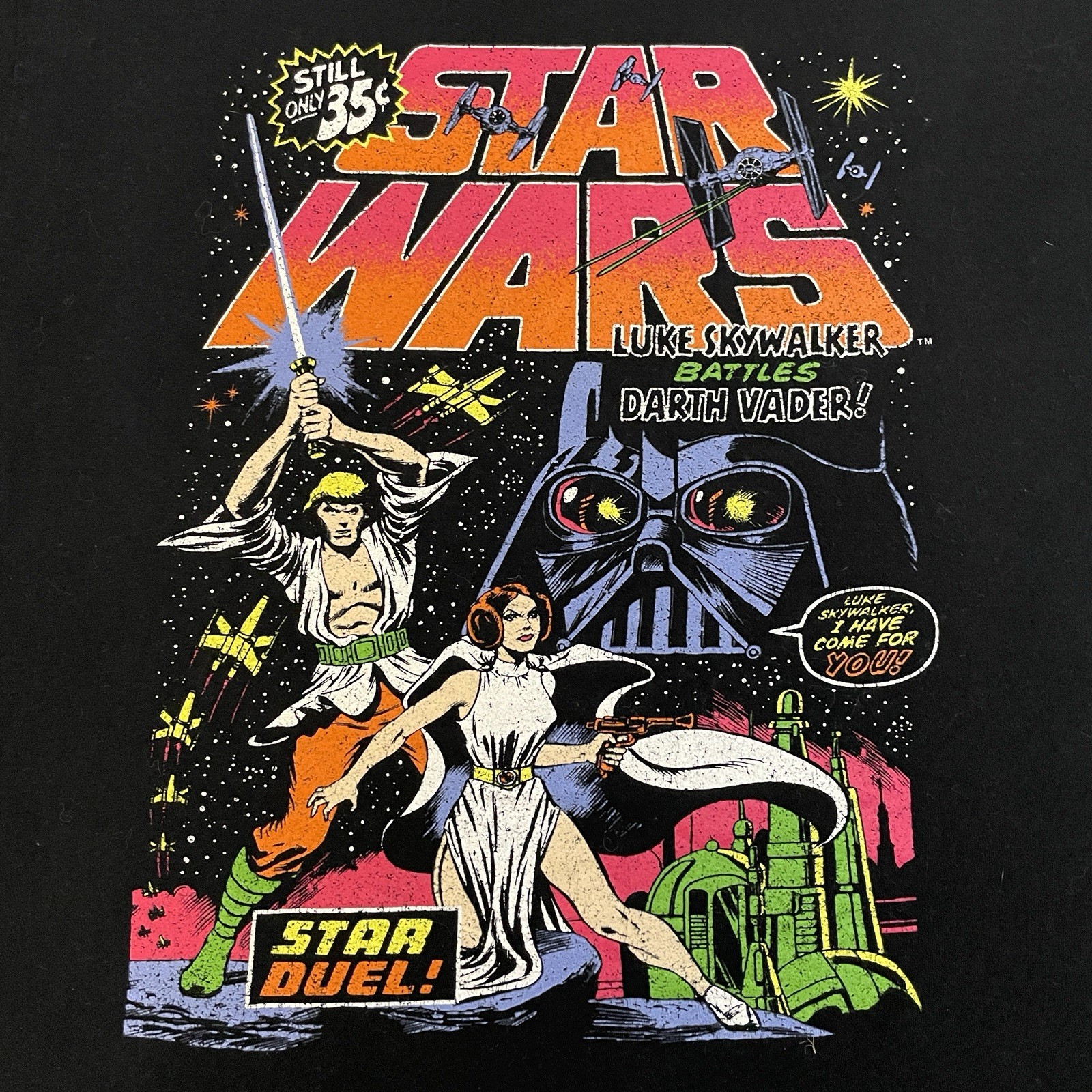Star Wars Comic Book Art T-Shirt Mens Large Movie Luke Skywalker Darth Vader Y2K