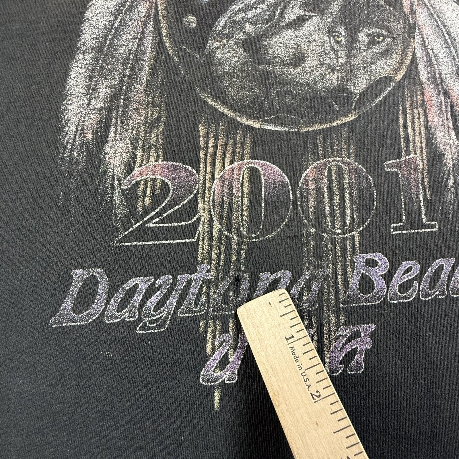 Vintage Bike Week Daytona Beach Shirt Mens Large Black Wolf 2001 Biker Sherry