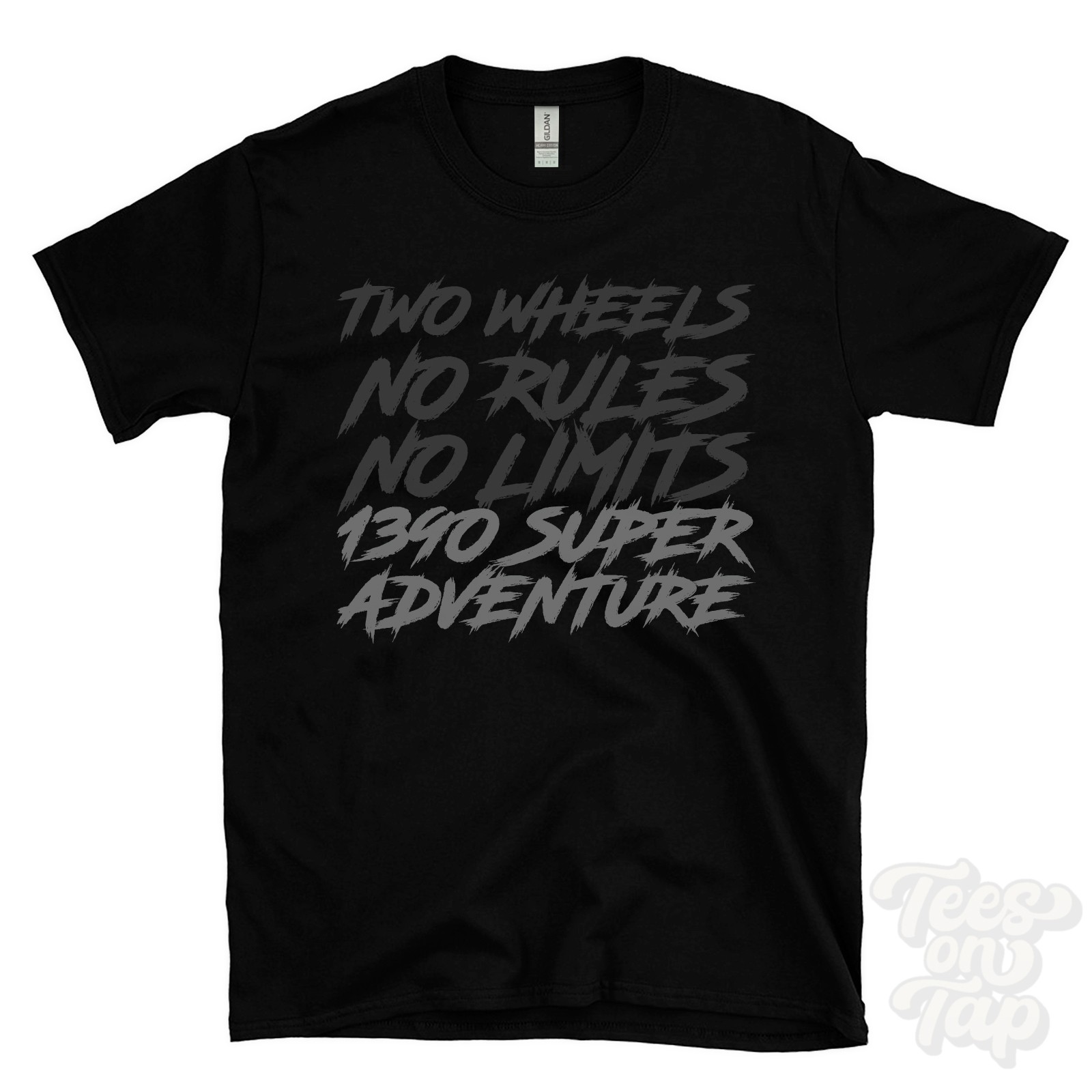 1390 SUPER ADVENTURE T-SHIRT – TWO WHEELS NO RULES NO LIMITS motorcycle biker
