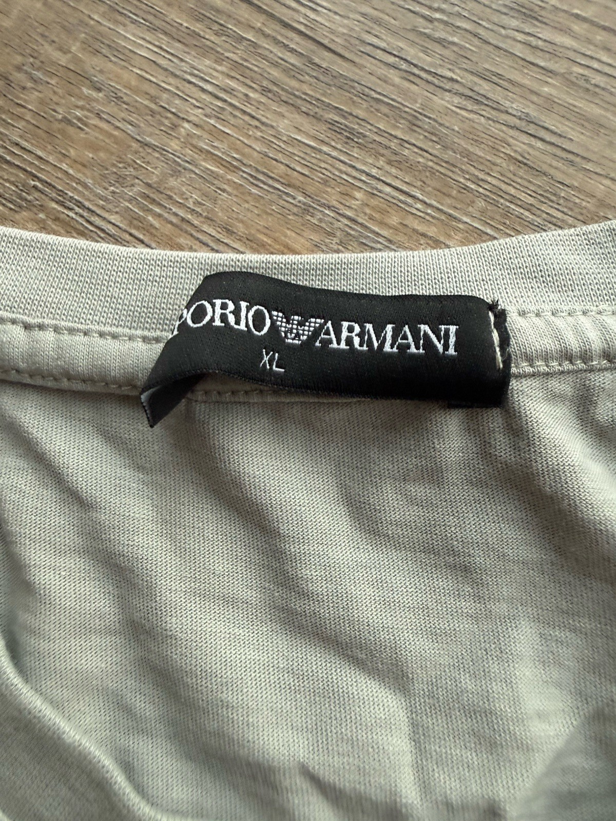 🔥 Emporio Armani T Shirt XL Beige Khaki Tonal Logo Shirt Designer Luxury