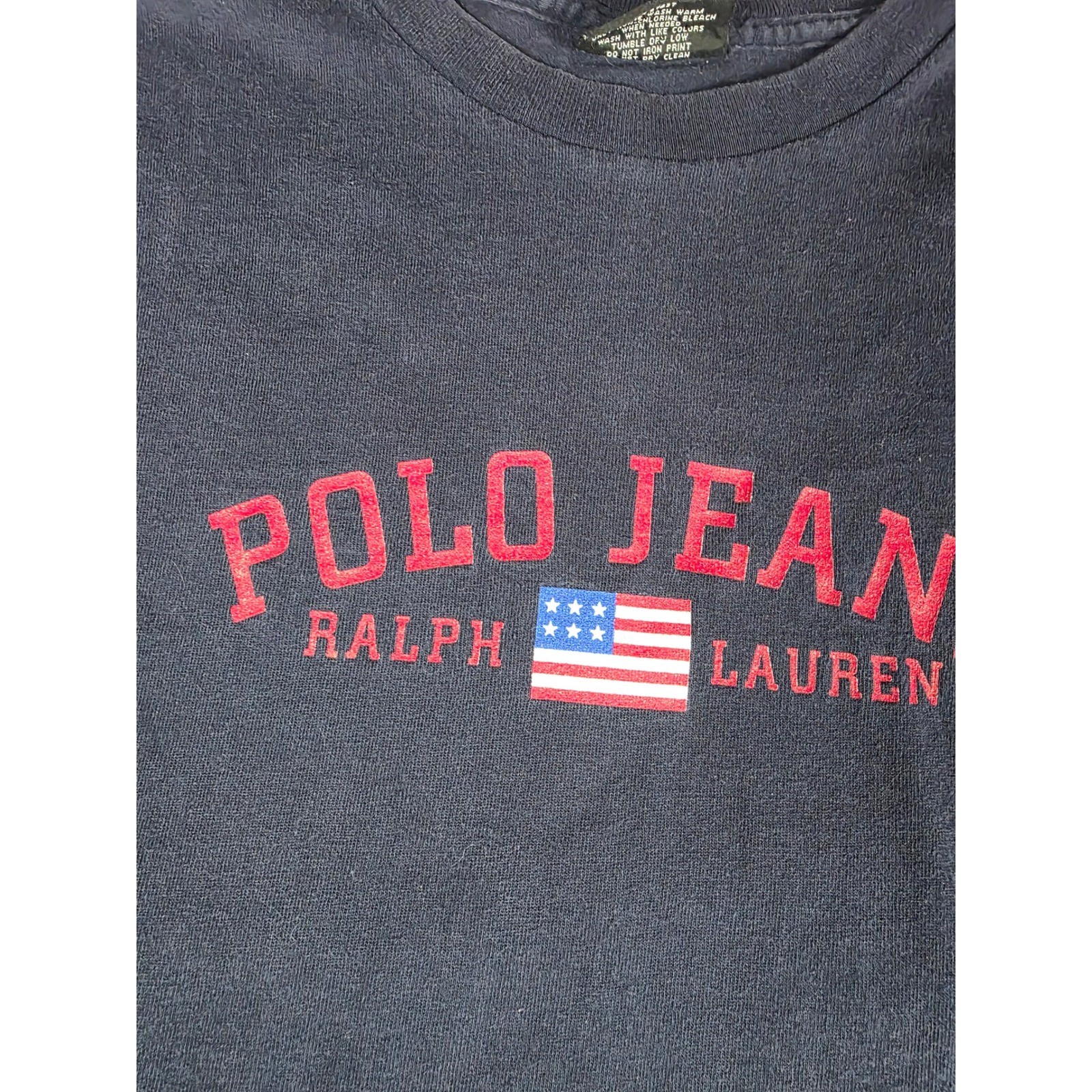 Polo Jeans Ralph Lauren Mens Navy Blue Graphic T-Shirt Large vintage Y2K retro