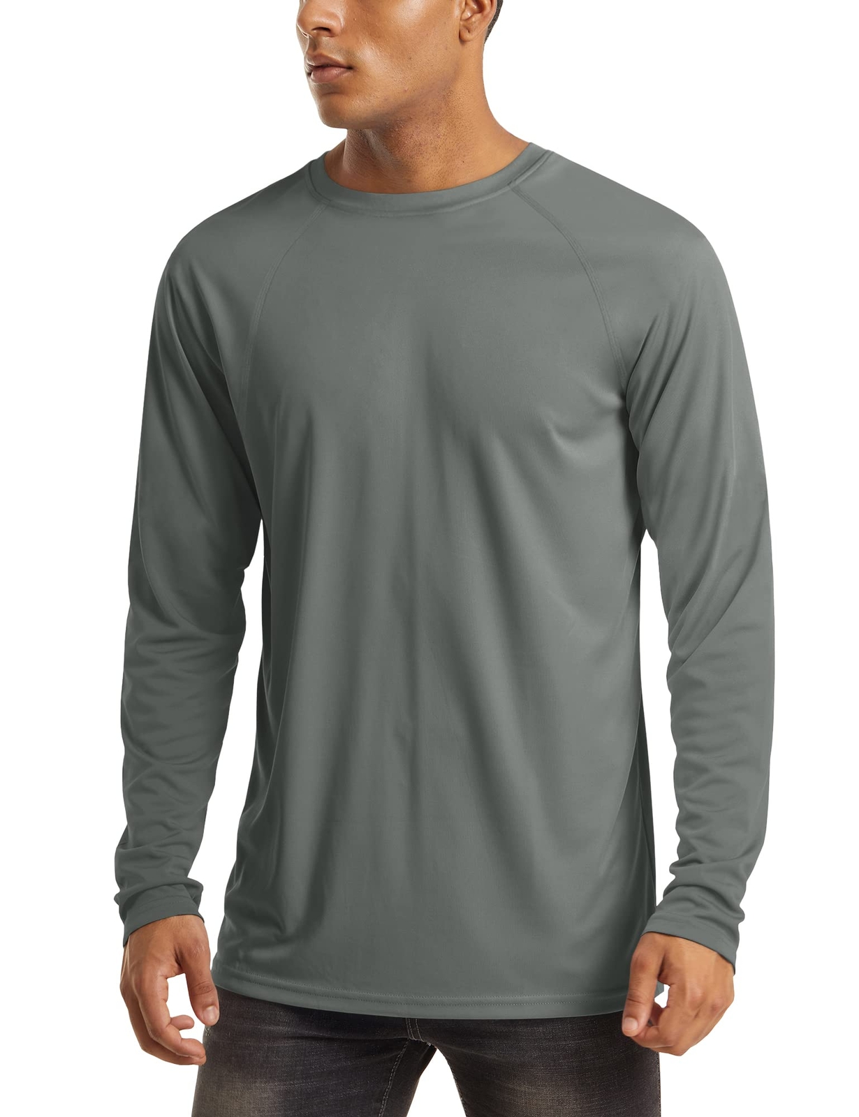 Mens Long Sleeve UPF50+ Shirts Sun Protection Athletic Shirt Quick Dry Workout T