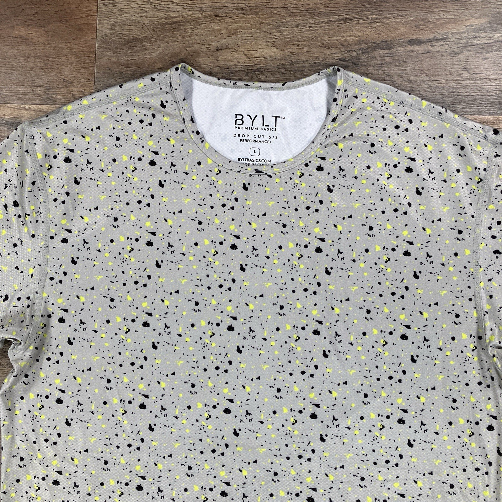 BYLT Shirt Mens Large Short Sleeve Drop Cut Performance Crew Neck T