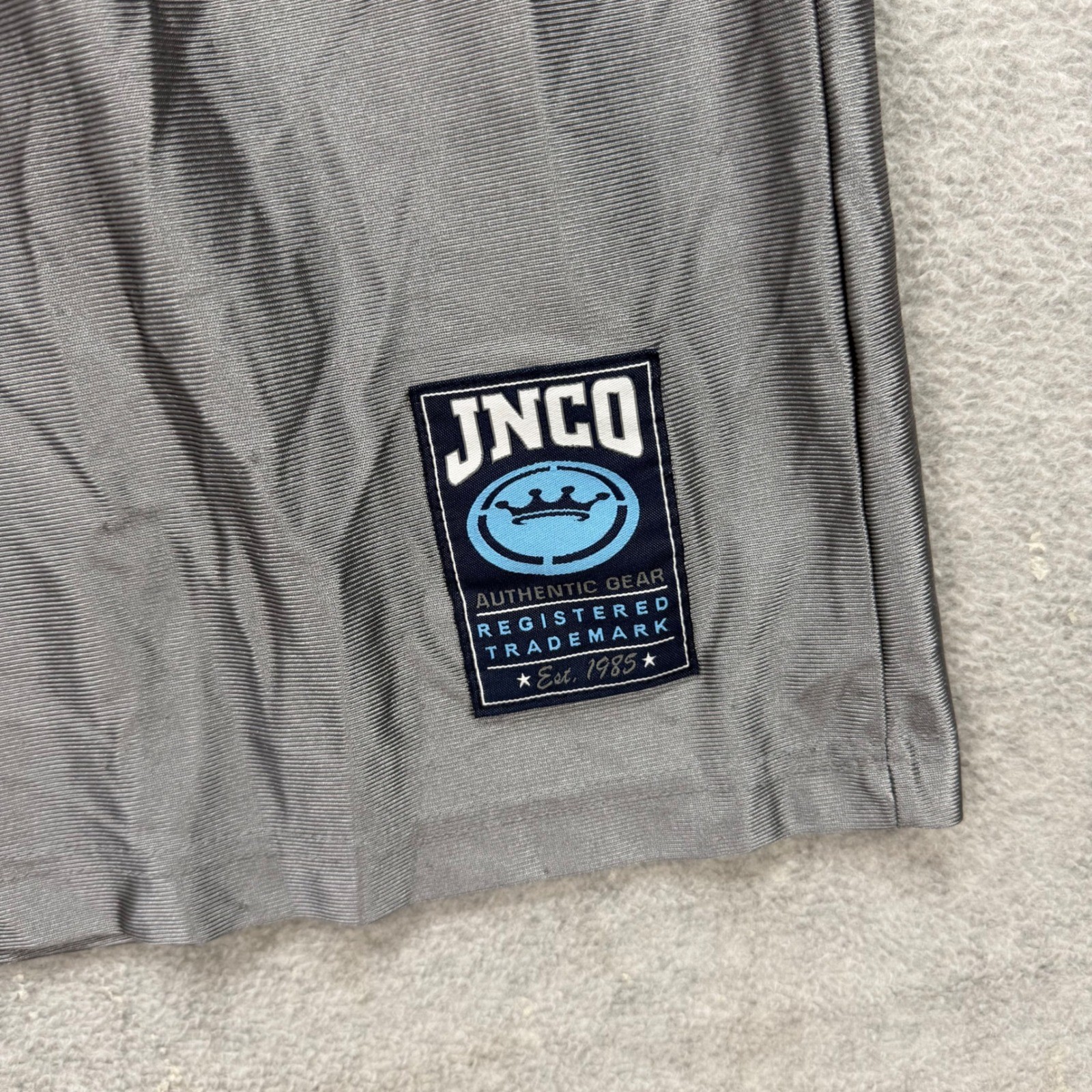 JNCO Jersey Mens XL Grey Blue Tribal Sabertooth 85 Graphic V-Neck Vintage 90s