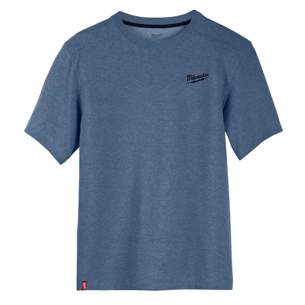 Milwaukee Men&rsquo;s X-Large Blue Cotton/Polyester Short-Sleeve Hybrid Work T-Shirt