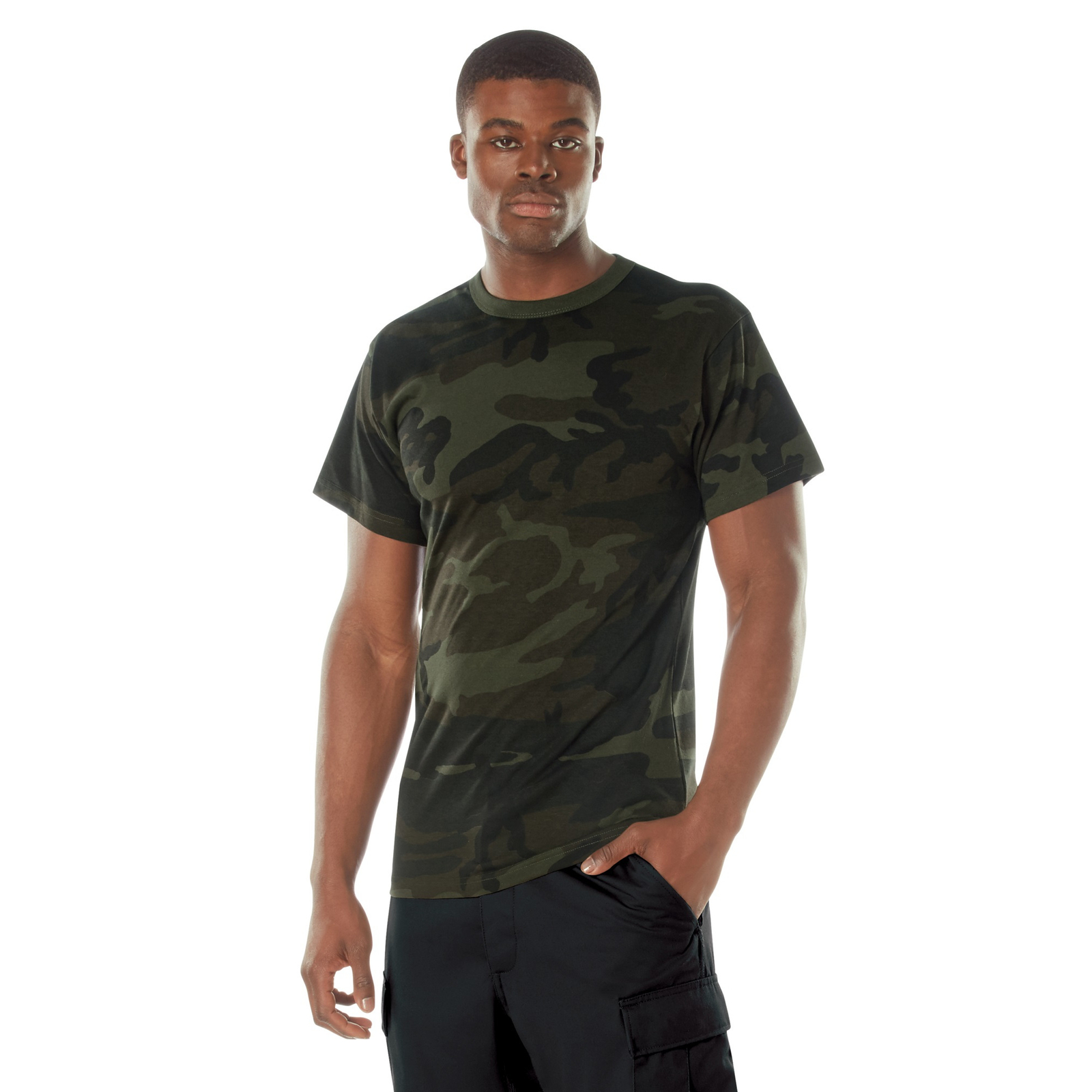 Men&rsquo;s Midnight Woodland Camo T-Shirt – Stealth Ops Camouflage Short Sleeve Tee