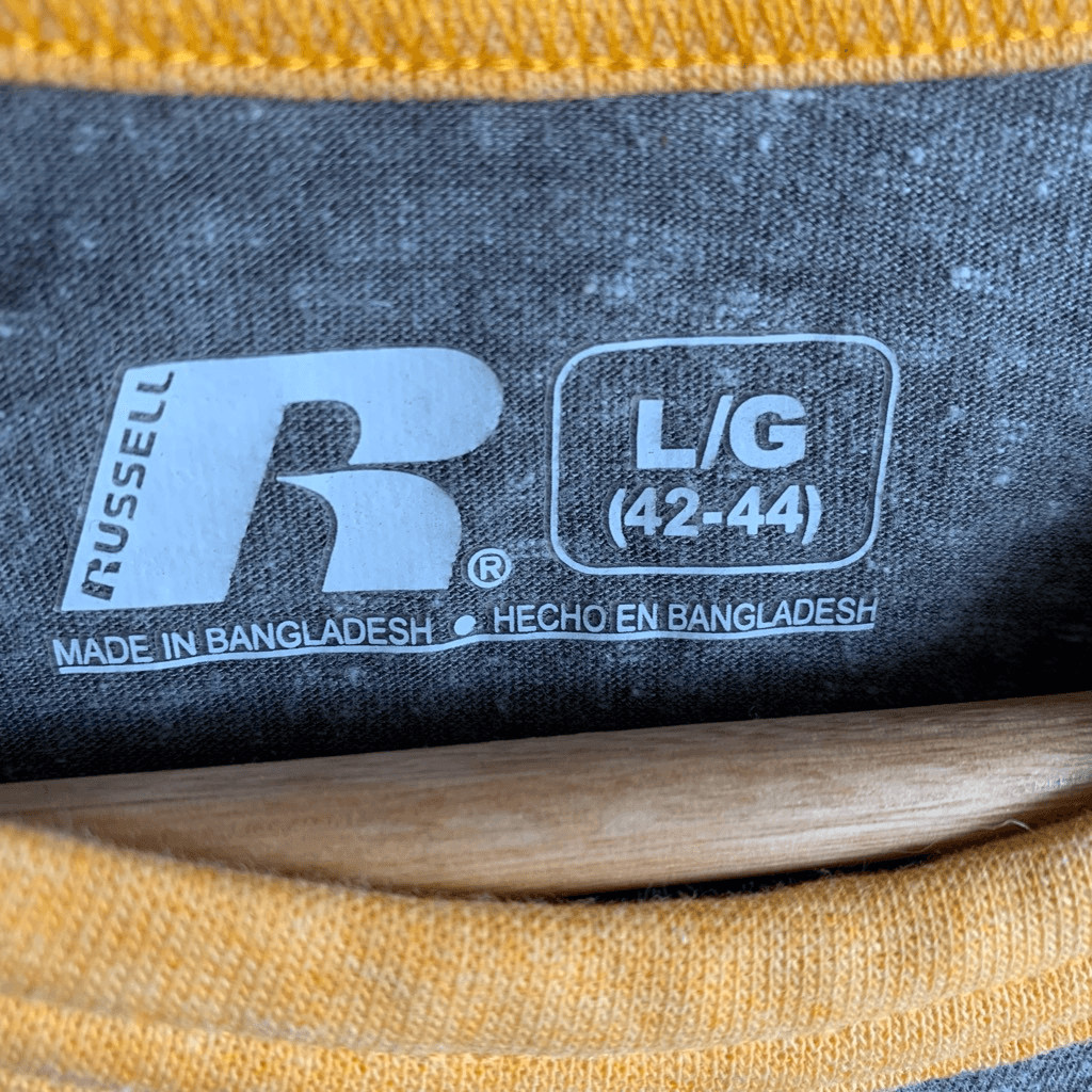 Russell Athletic Grambling Tigers Mens Graphic Ringer T Shirt Size L Gray Yellow