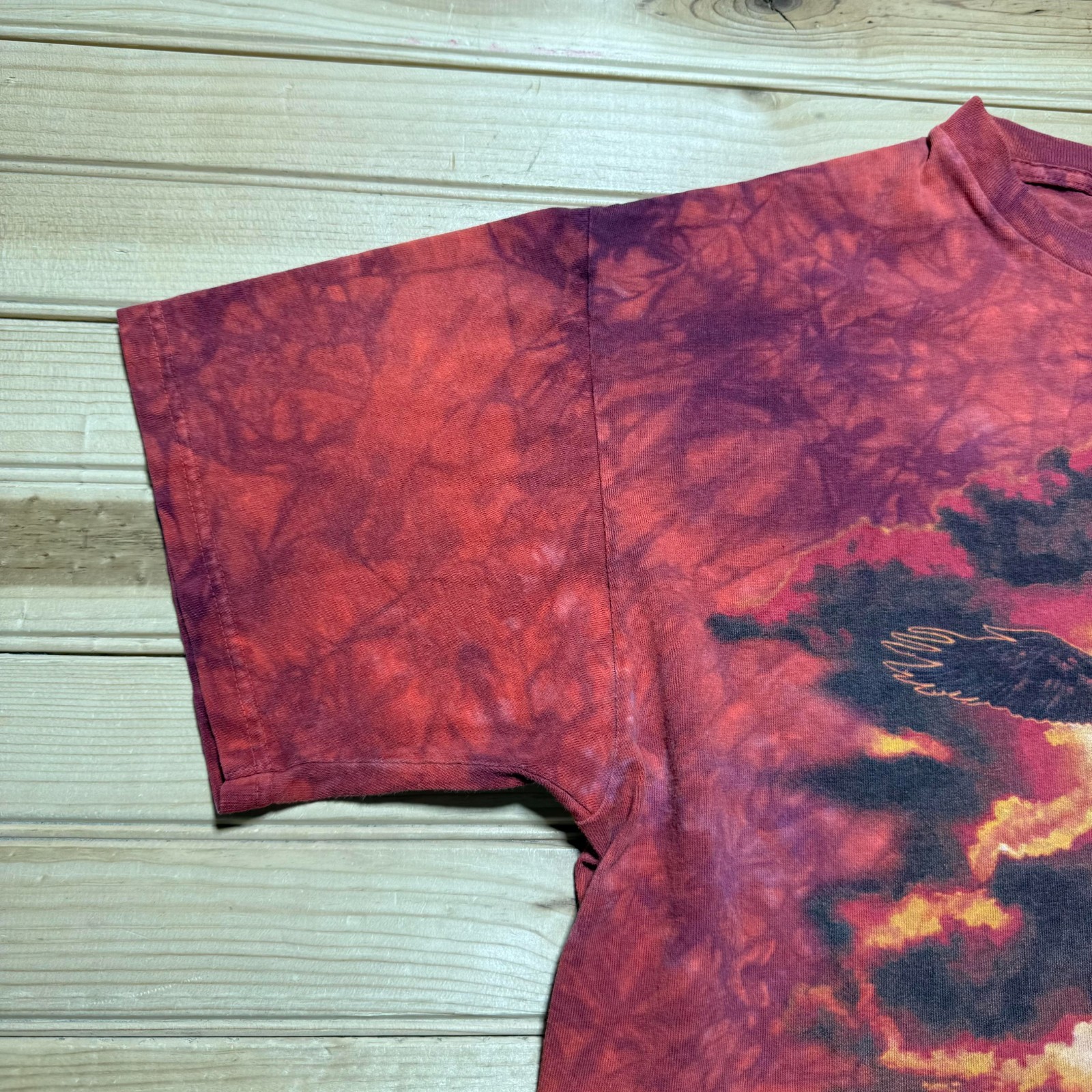 Vintage 1997 Native American Eagle Wolf Creek Indian Village Tie Dye Shirt Large