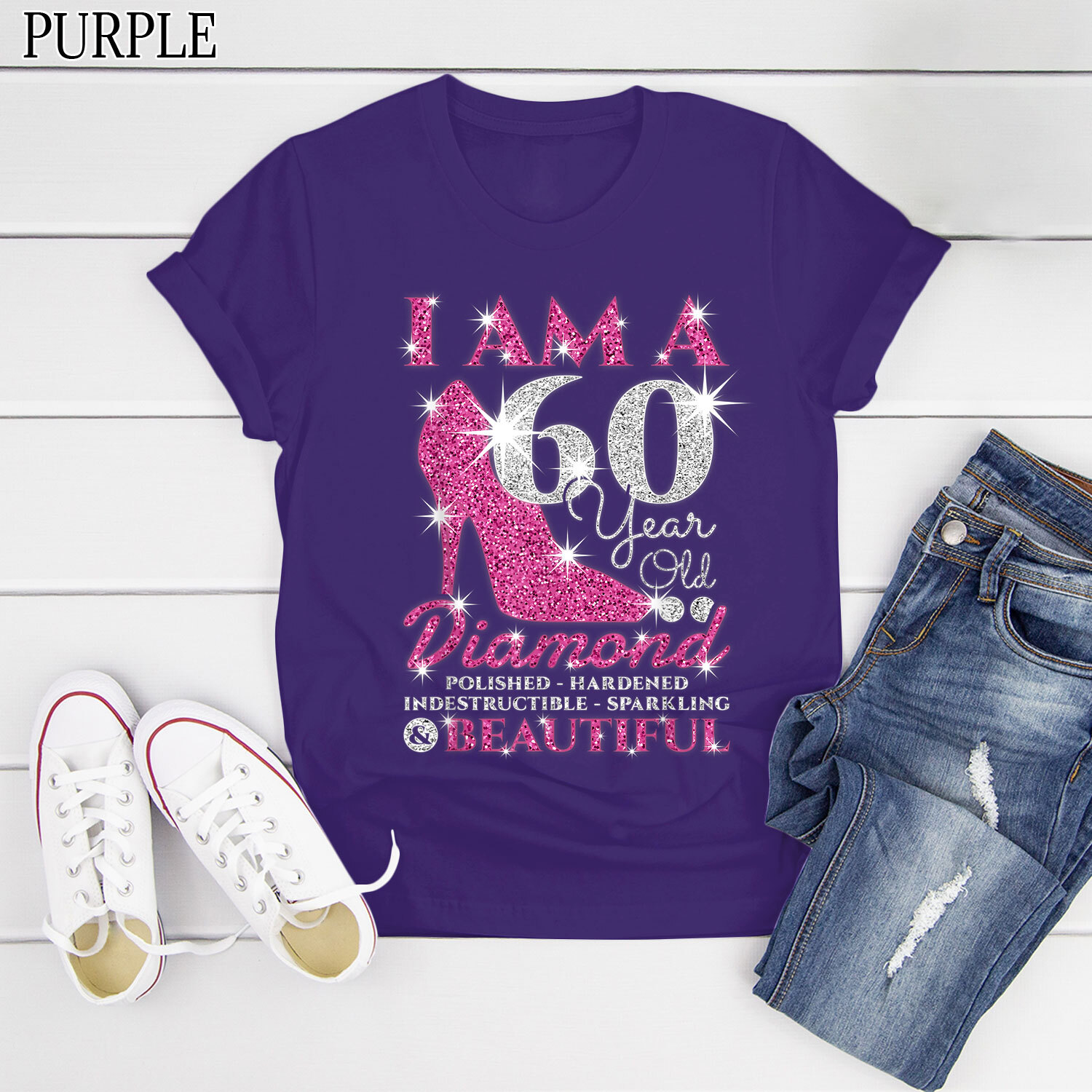 I Am A 60 Year Old Diamond, Womens 60th Birthday T-Shirt, Gift For Girl, Women