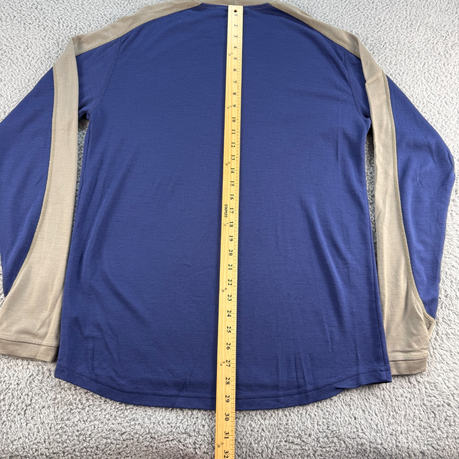 Ibex Superwashed Merino Wool Long Sleeve Shirt Men’s Large L Top Blue Hiking USA