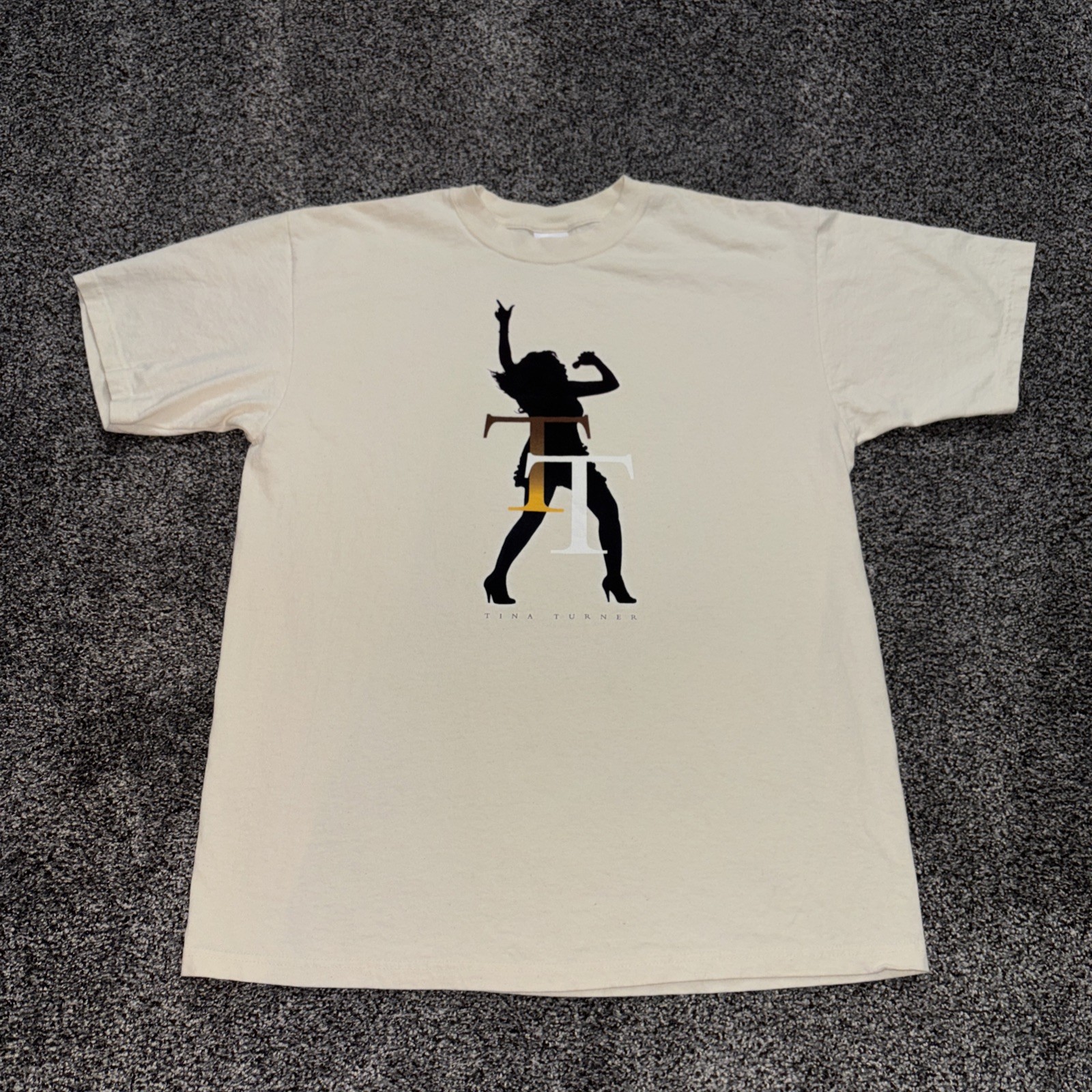 Vintage Tina Turner T-Shirt White Size Large Light Tan Anvil Tag Music 90’s
