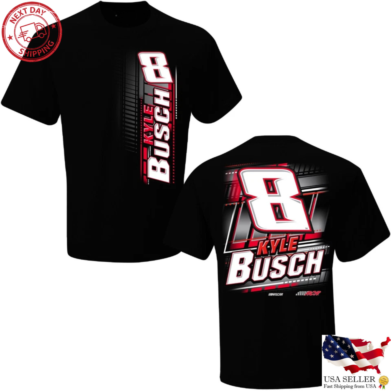 Checkered Flag Sports Kyle Busch #8 Name Number Racing Fan Shirt