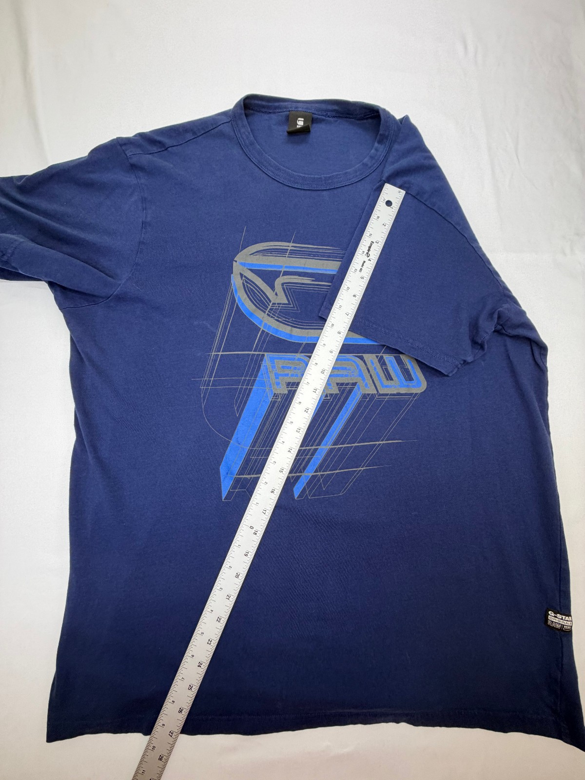G-Raw Men&rsquo;s Graphic T-Shirt Crew Neck Short Sleeve Casual Size XXL Blue