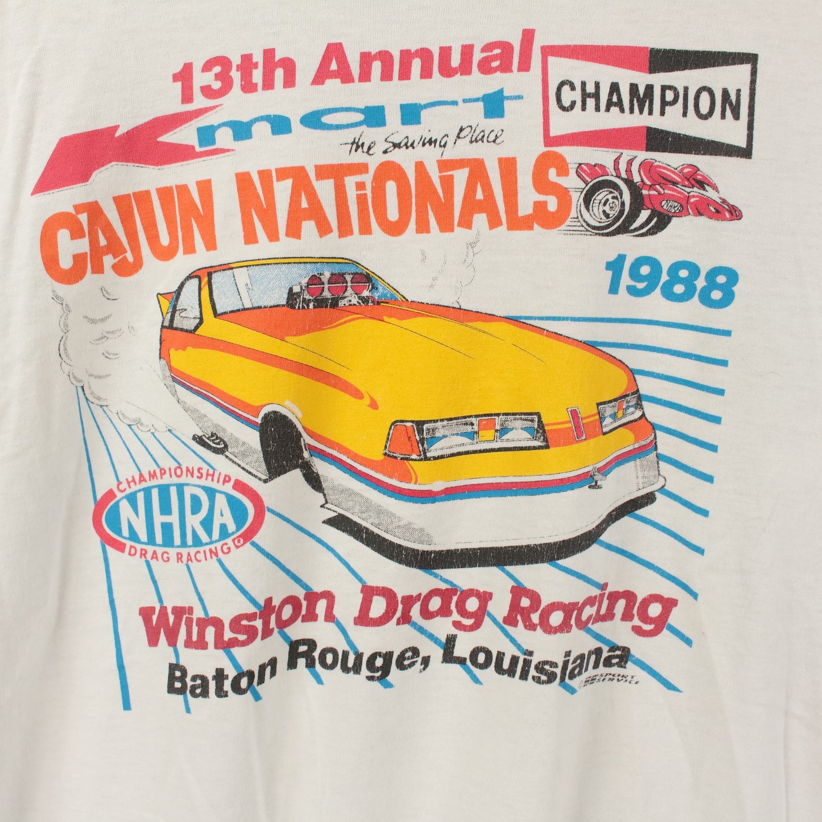 1988 NHRA Drag Racing Cajun Nationals t-shirt XL tag vtg 80s usa single stitch