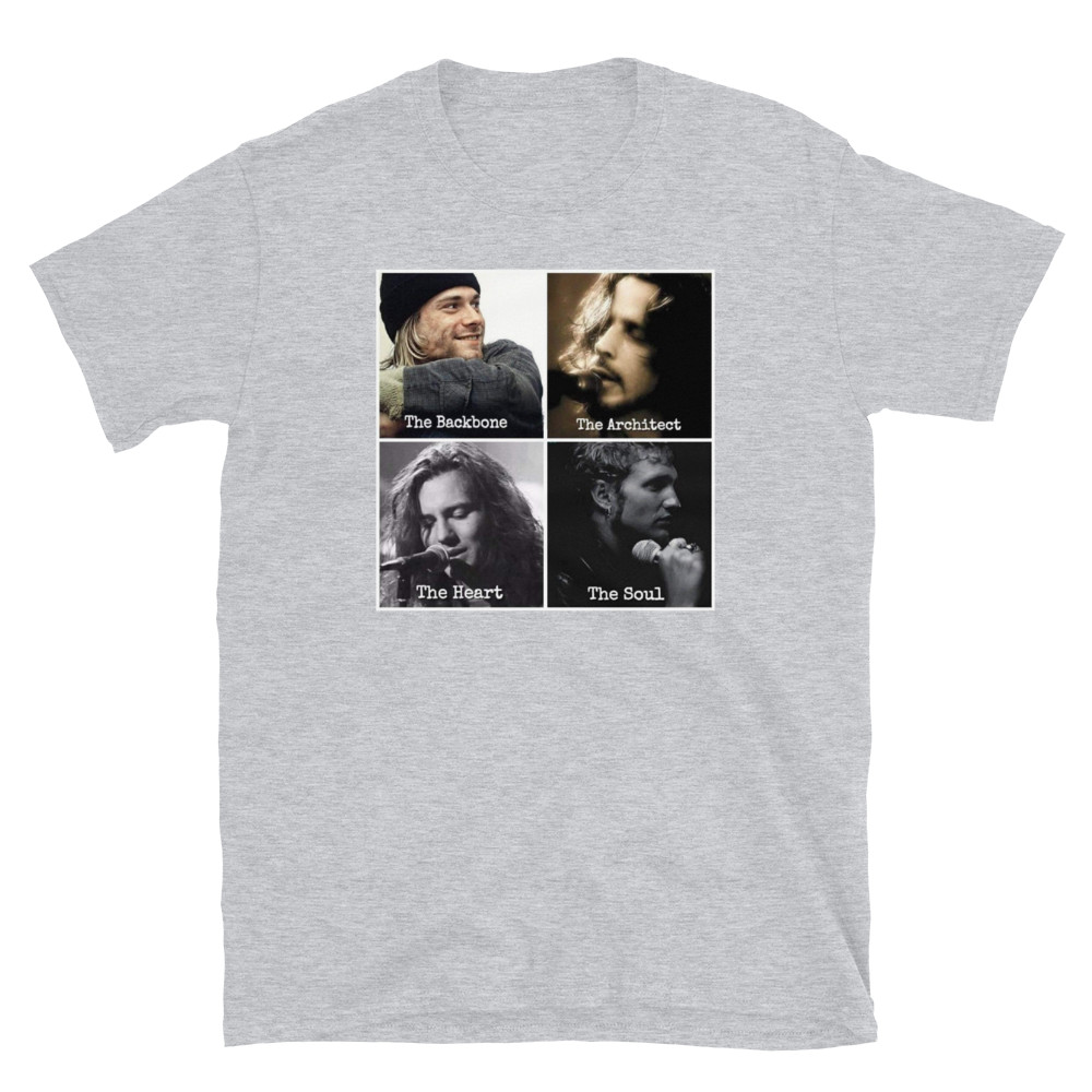 Kurt cobain, Chris Cornell, Layne Staley, Eddie Vedder, Tee