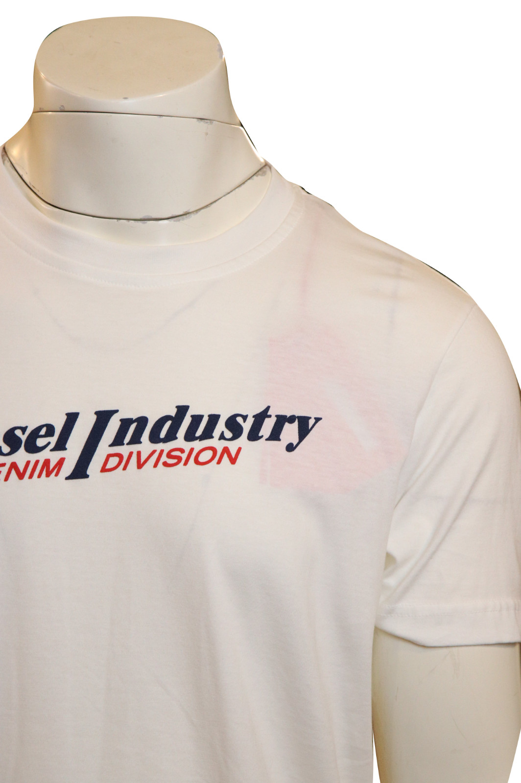 Diesel Industry Denim Division Mens White Cotton Logo T-Shirt Size L New