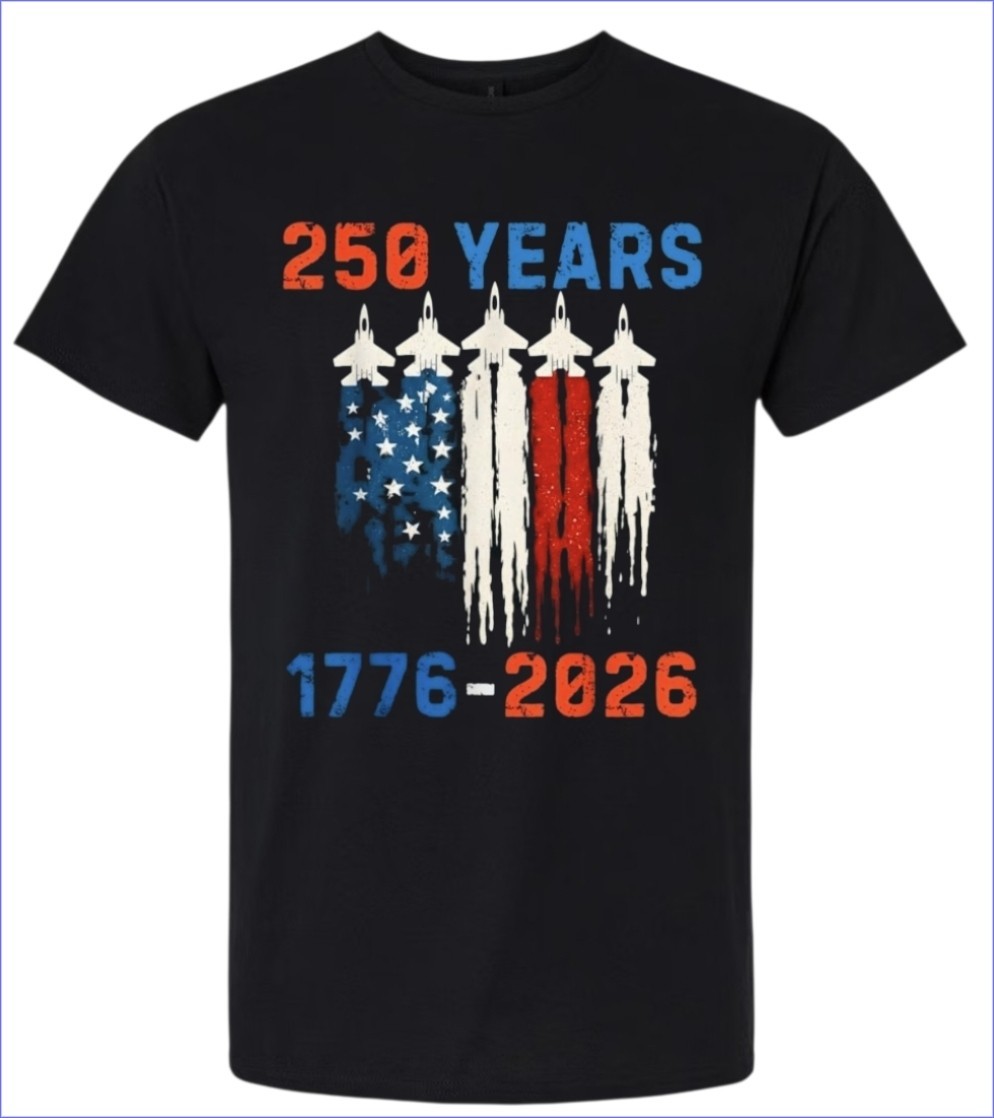250 Years of Freedom T-shirt Men&rsquo;s or Youth Small to 5X-Large Black