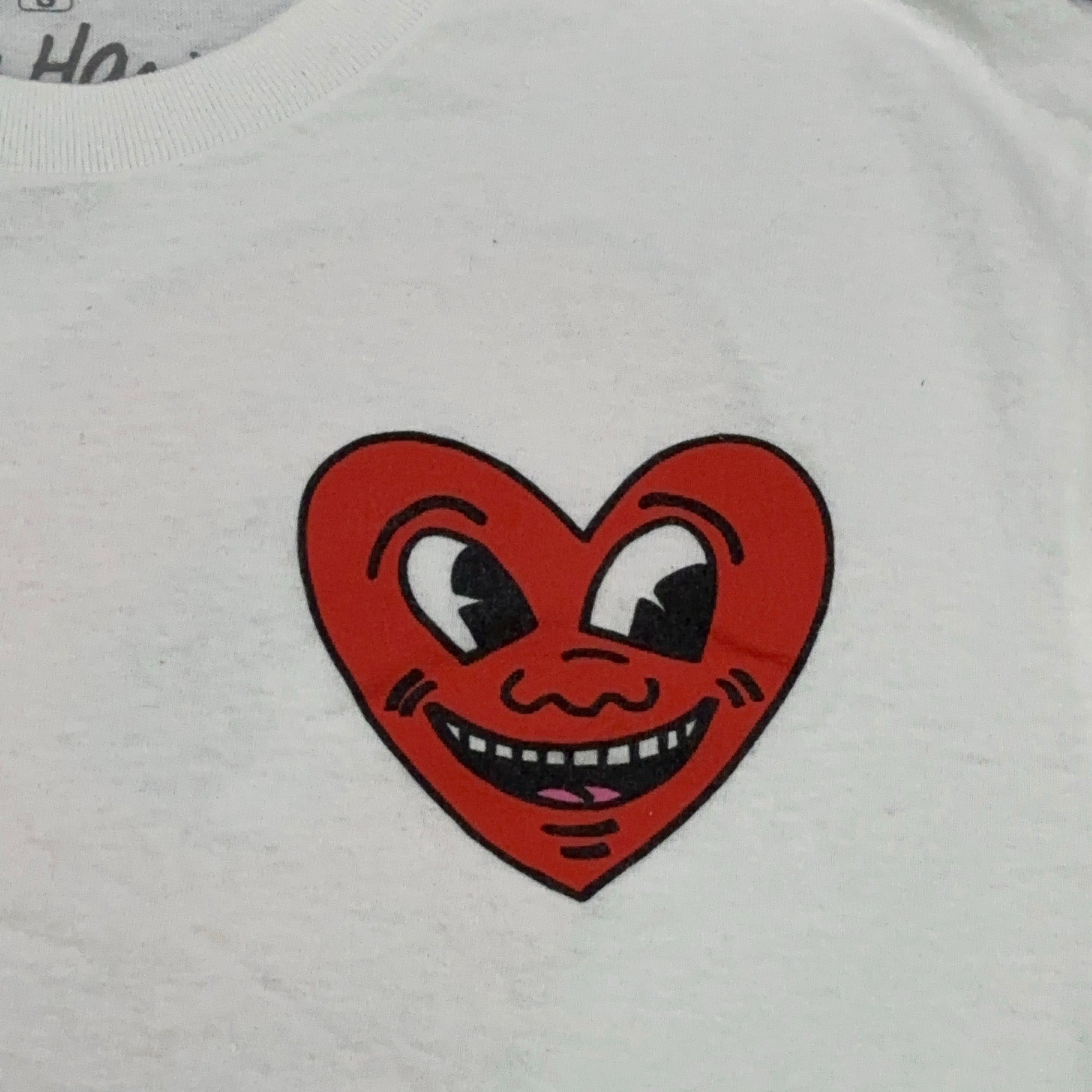 Keith Haring Ripple Junction White Heart Graphic Tee Shirt Mens Small S Pop Art