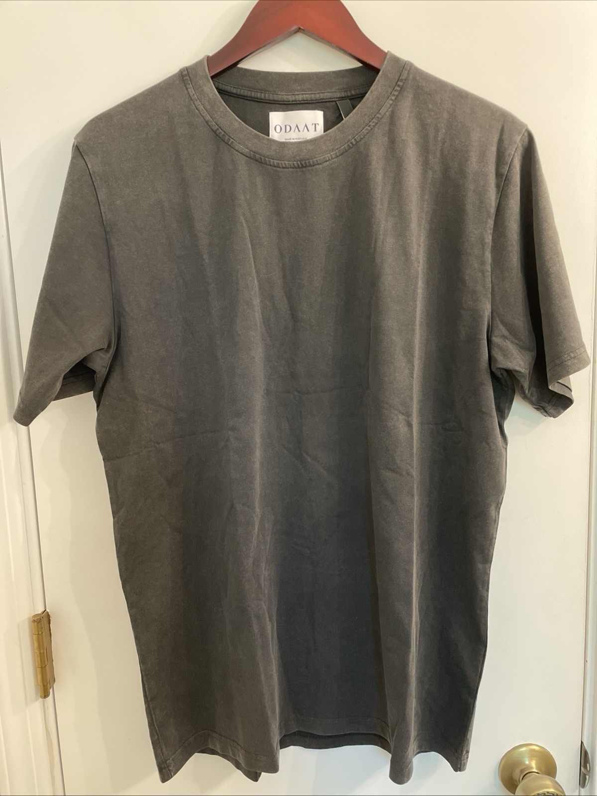 ODAAT 100% Organic Cotton Washed Black Short Sleeve Shirt Size Medium NWT