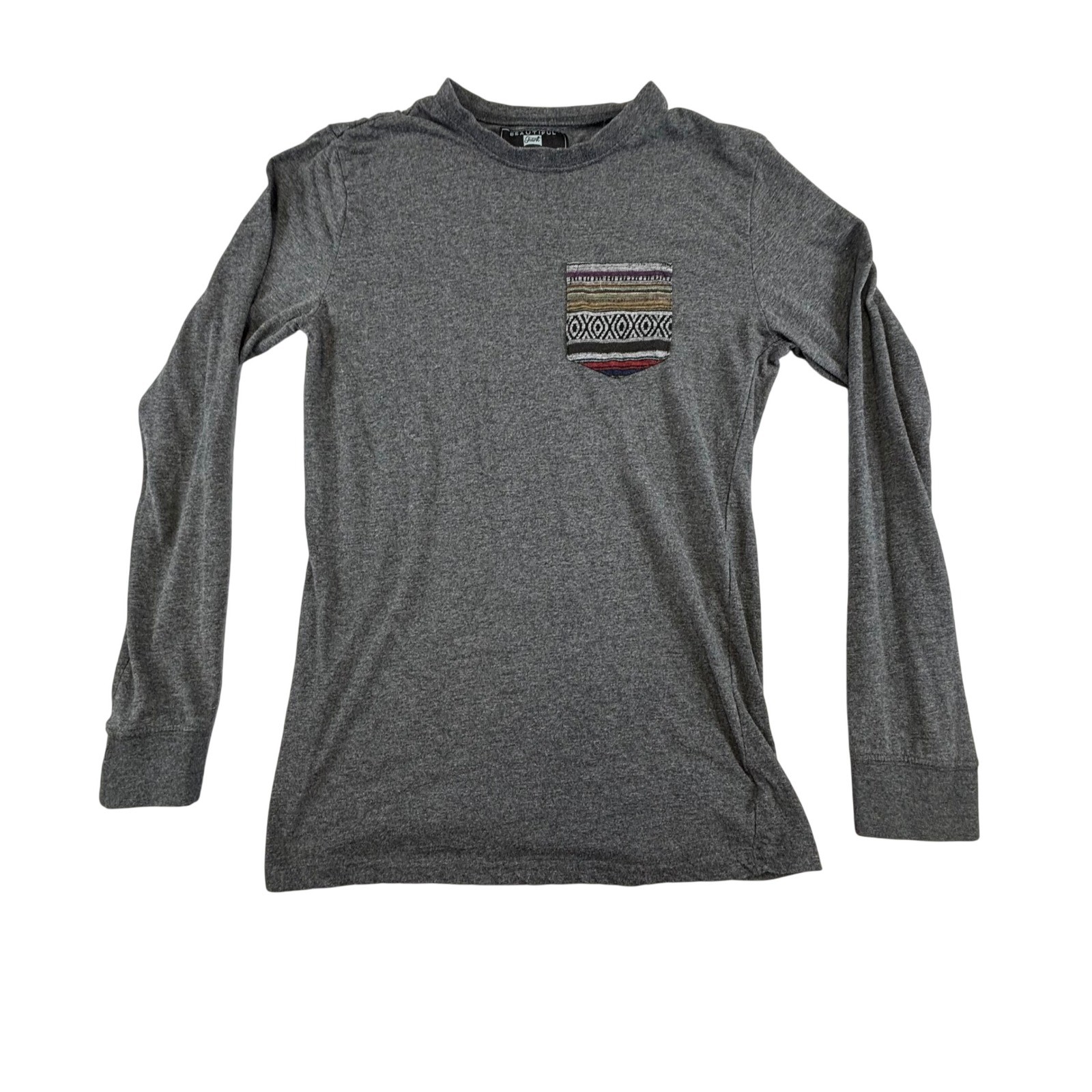 Beautiful Giant Shirt Men&rsquo;s Small Gray Long Sleeve T-Shirt Southwestern Pocket