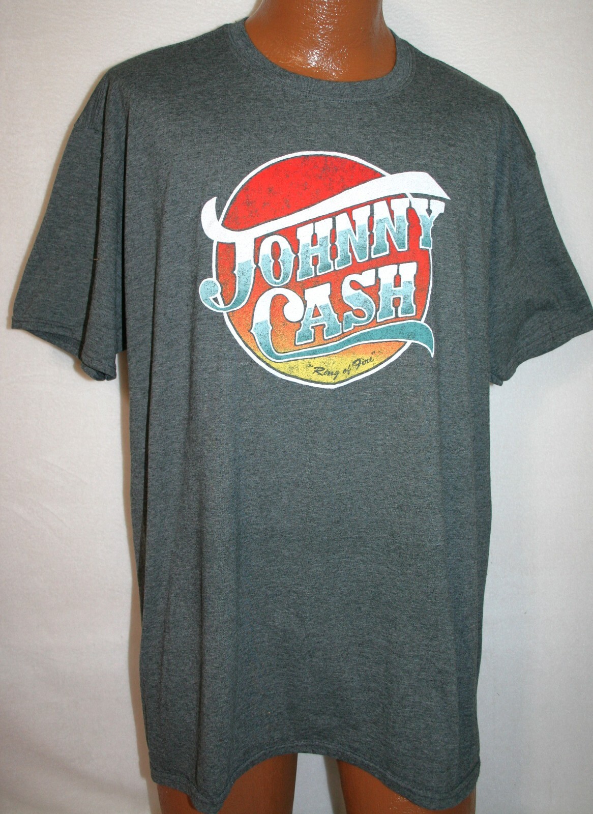 JOHNNY CASH Ring Of Fire Western Logo Official 50/50 T-SHIRT 2XL Country Music