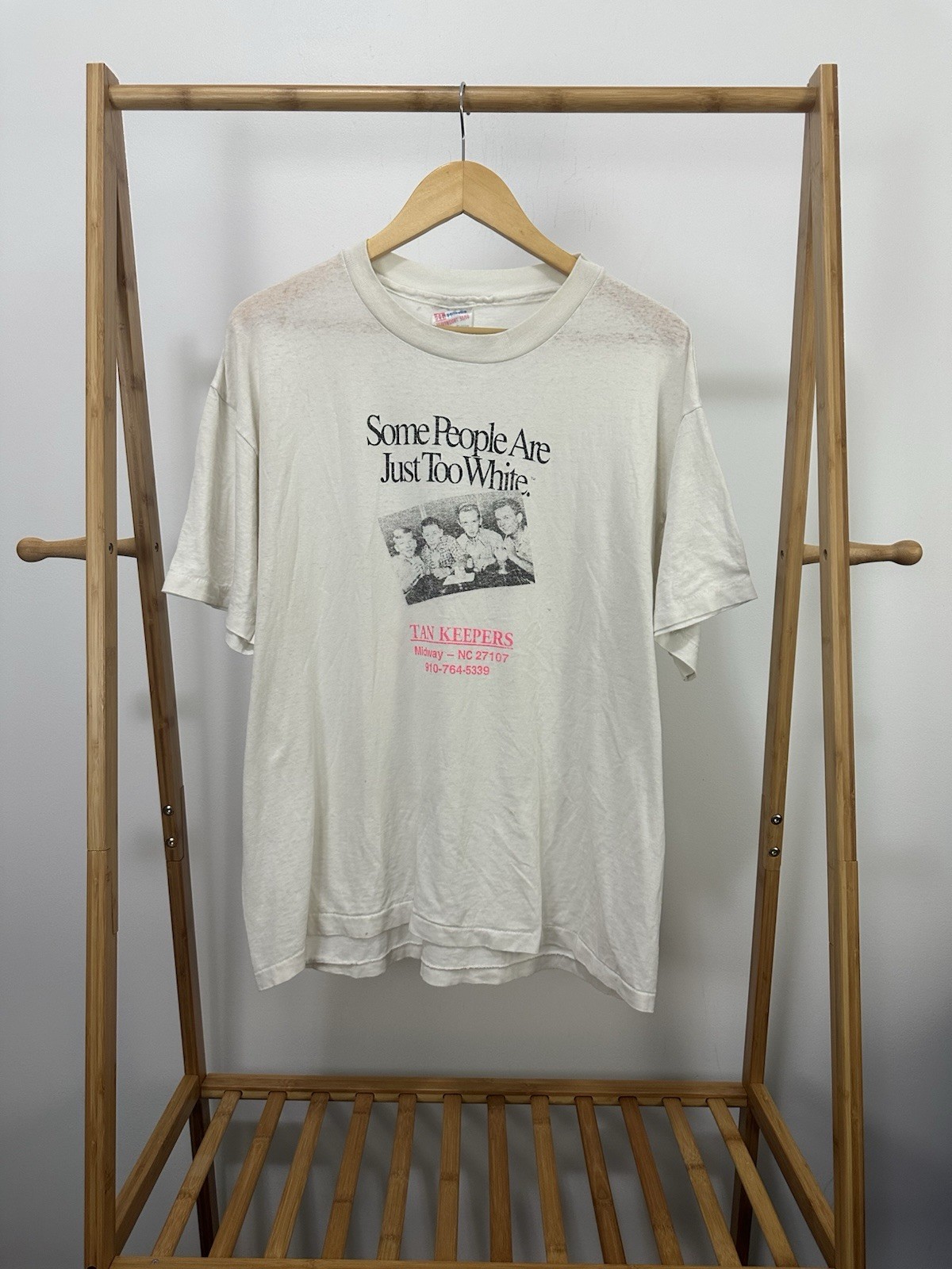 VTG 90s Some People Are Just Too White Paper Thin Burnout Worn T-Shirt XL
