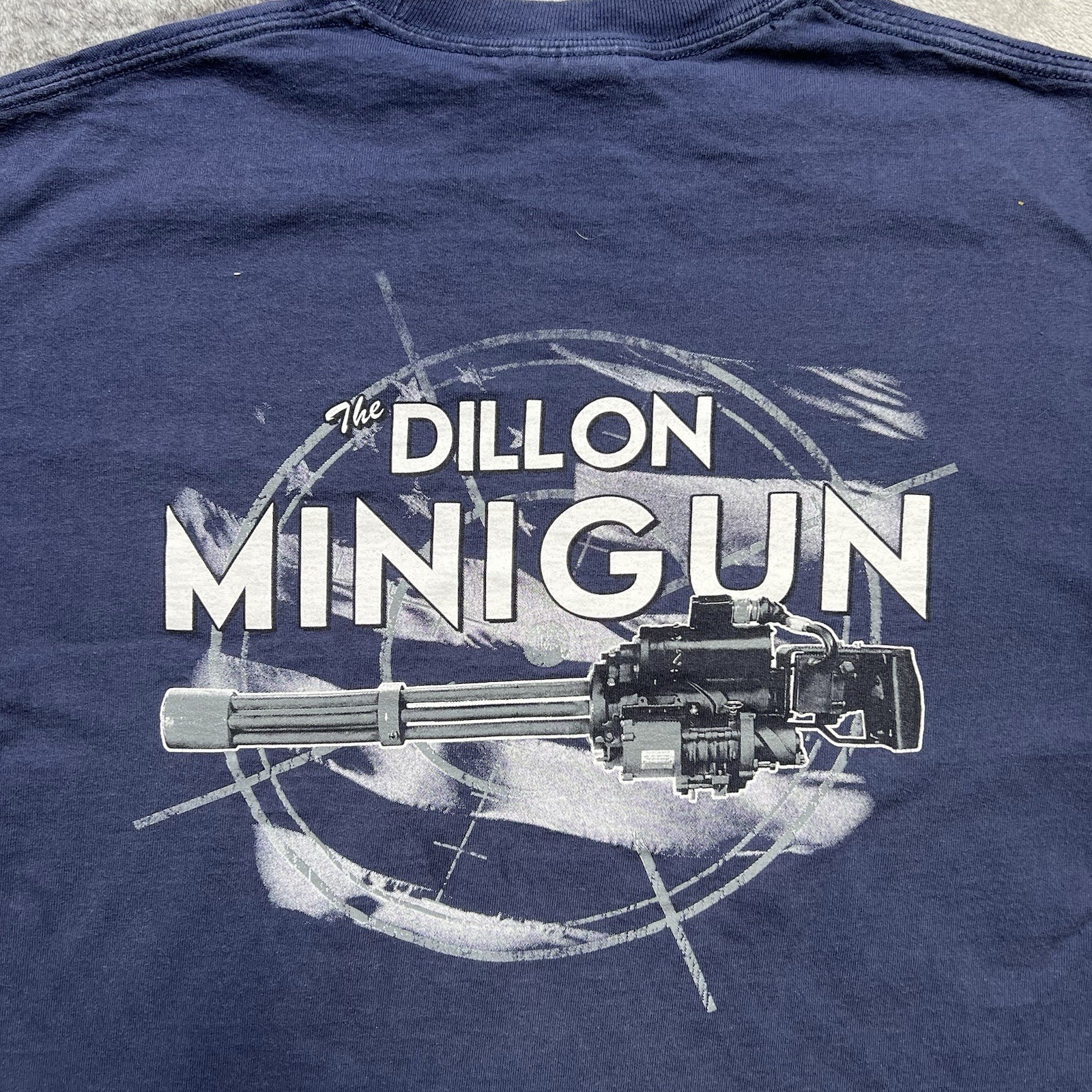 Vintage Y2K Dillon Aero MiniGun Firearms T Shirt Mens M Blue 2007 Shooting