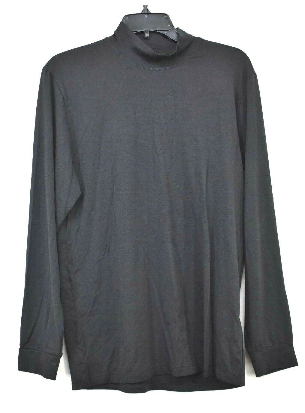 32 Degrees Heat Mens Black High Neck Stretch Comfort-Fit Long Sleeve T-Shirt M