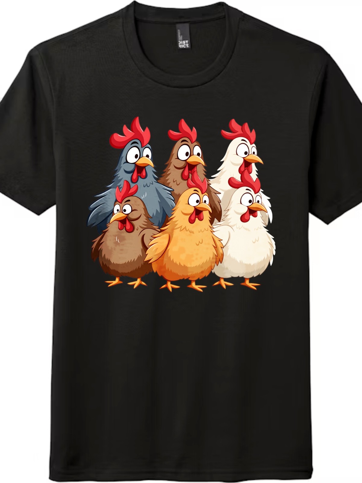 Colorful Cartoon Chicken Flock T-Shirt, Farm Animal Casual Tee