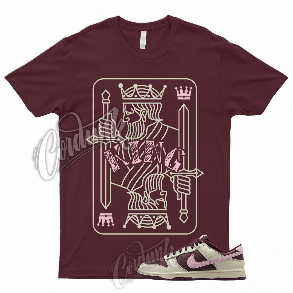 KING T Shirt to Match Dunk Low Valentines Day Pale Ivory Medium Soft Pink Night