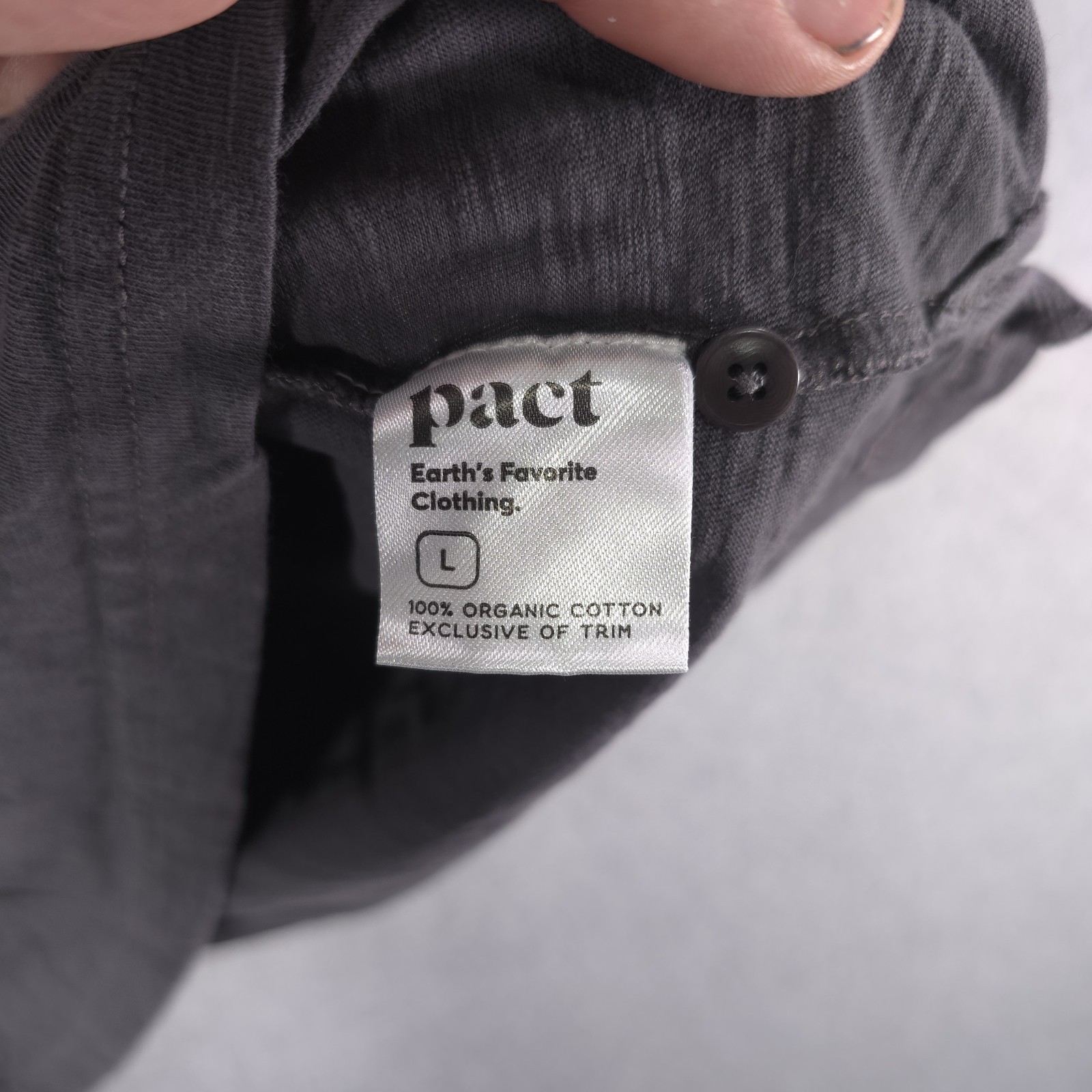 Pact Organic Cotton Gray Short Sleeve 2 Button Pocket Henley Shirt Mens Large