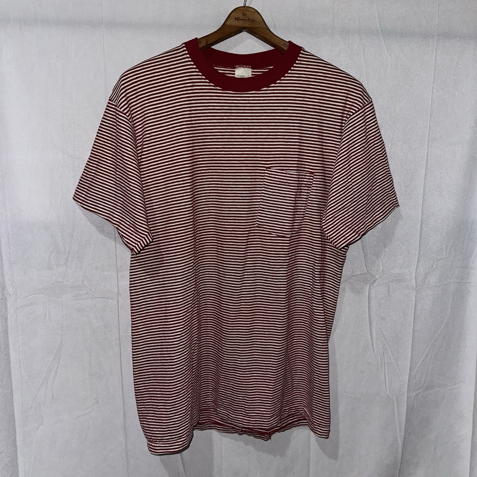 Vintage Towncraft JC Penney Striped Selvedge Pocket T Shirt Sz XL Single Stitch