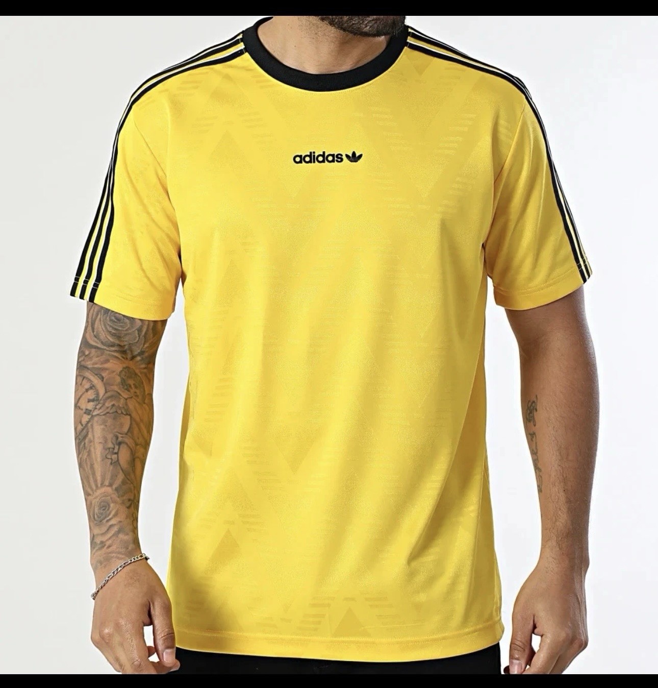 RARE! NEW MEN&rsquo;S ADIDAS ORIGINALS TREFOIL JACQUARD SHIRT ~SIZE Small KE3336