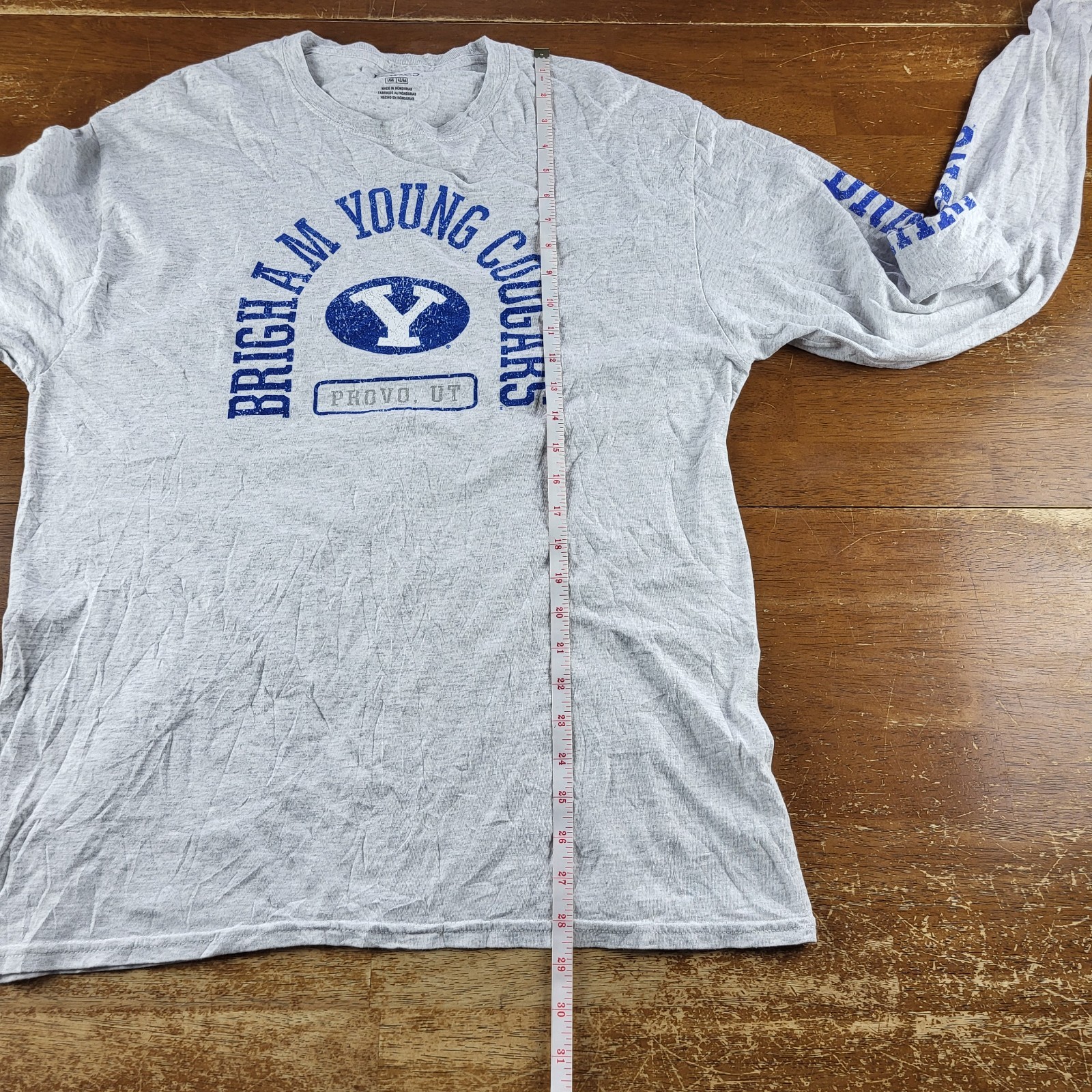 Brigham Young Cougars Unisex Tee Gray Long Sleeve Large Hanes BYU Provo UT