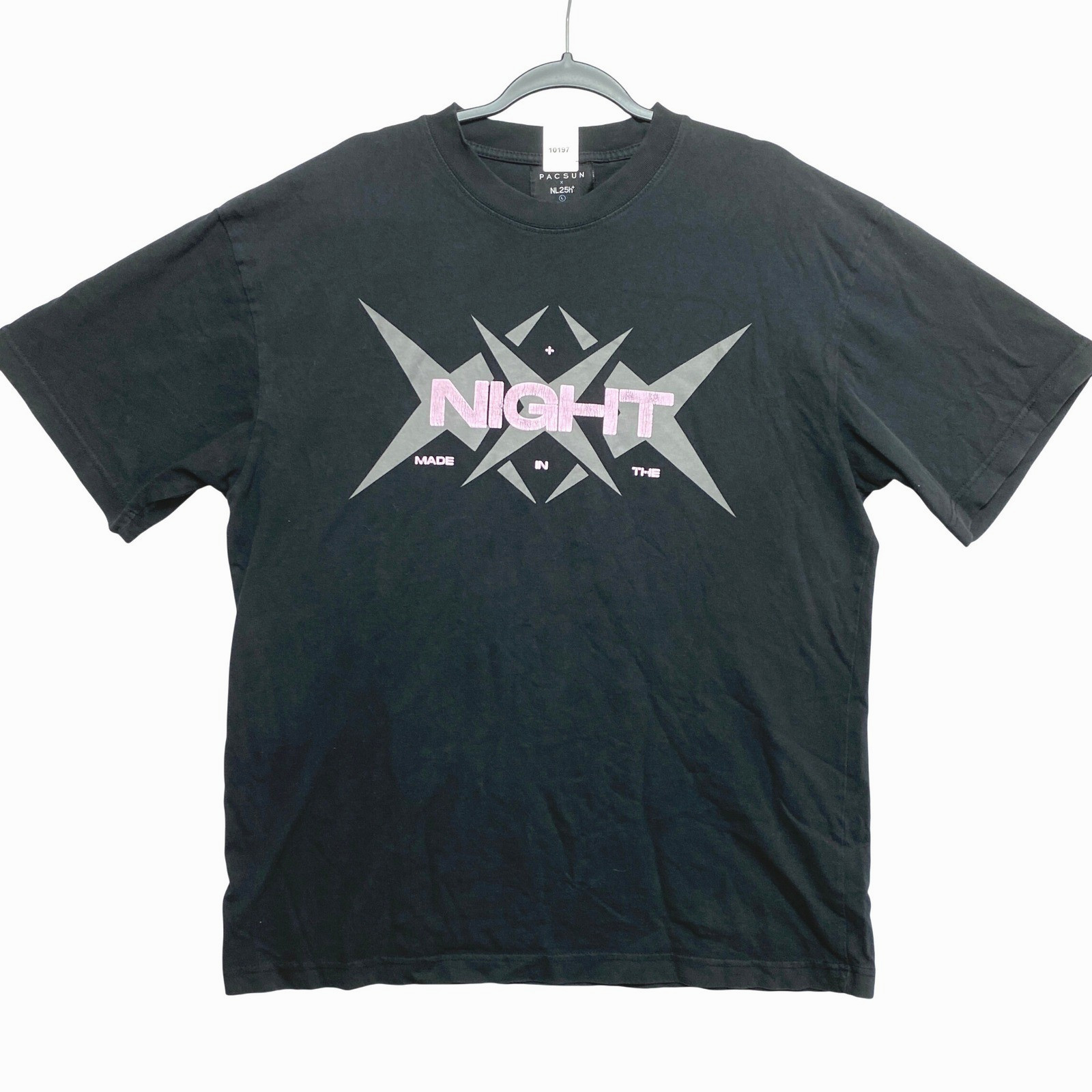 NL25h Night T-Shirt Mens Large Black Pink Made In The Graphic Pacsun