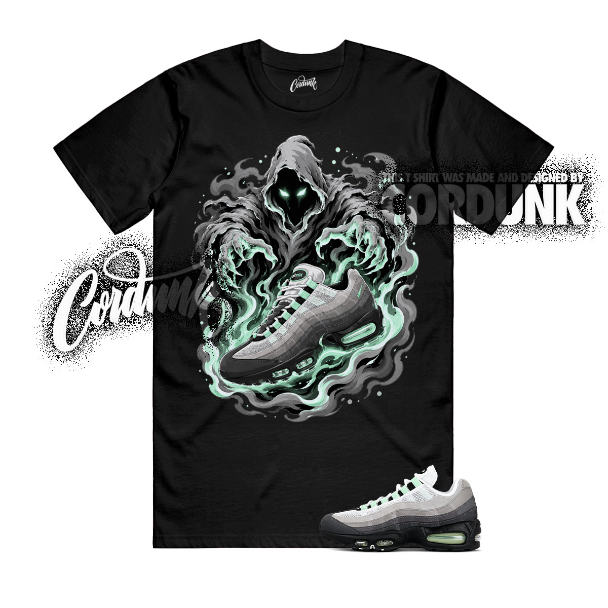 Air Max 95 Fresh Mint OG Big Bubble Green Foam Grey T Shirt Match PHANTOM
