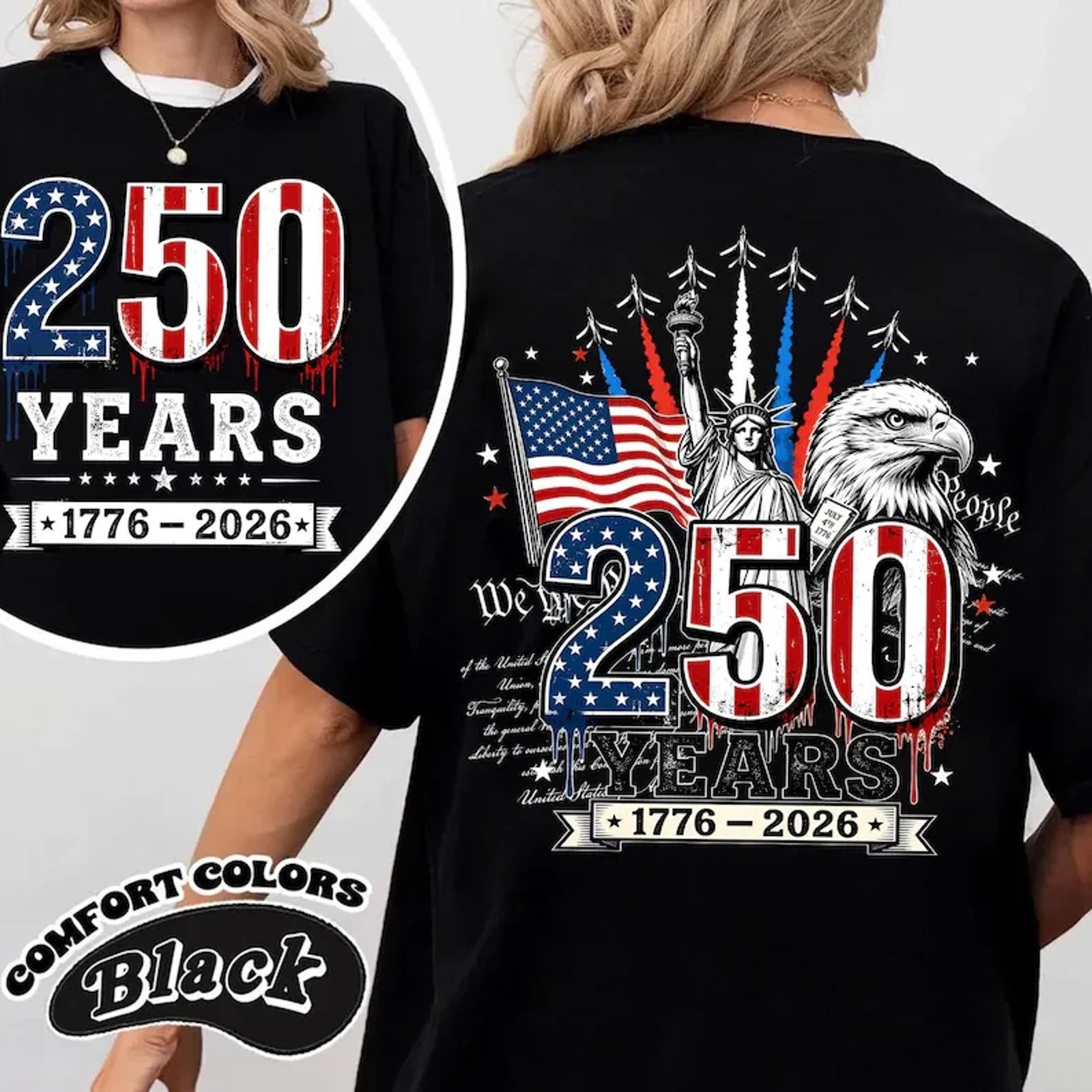 America 250 Shirt, 250th Anniversary, Patriotic Eagle Tee NEW