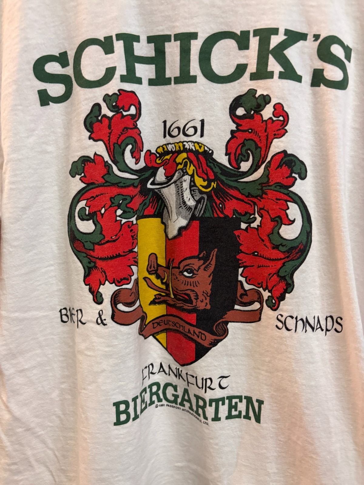 Vintage 90s Tavern Schicks Biergarten Frankfurt Lagers Shirt Medium Pub Beer