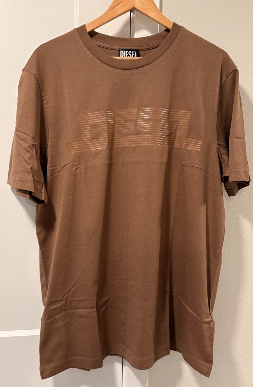 Diesel T-Just Maglietta Short Sleeve 100% Cotton T-Shirt Brown Size L NWT $80